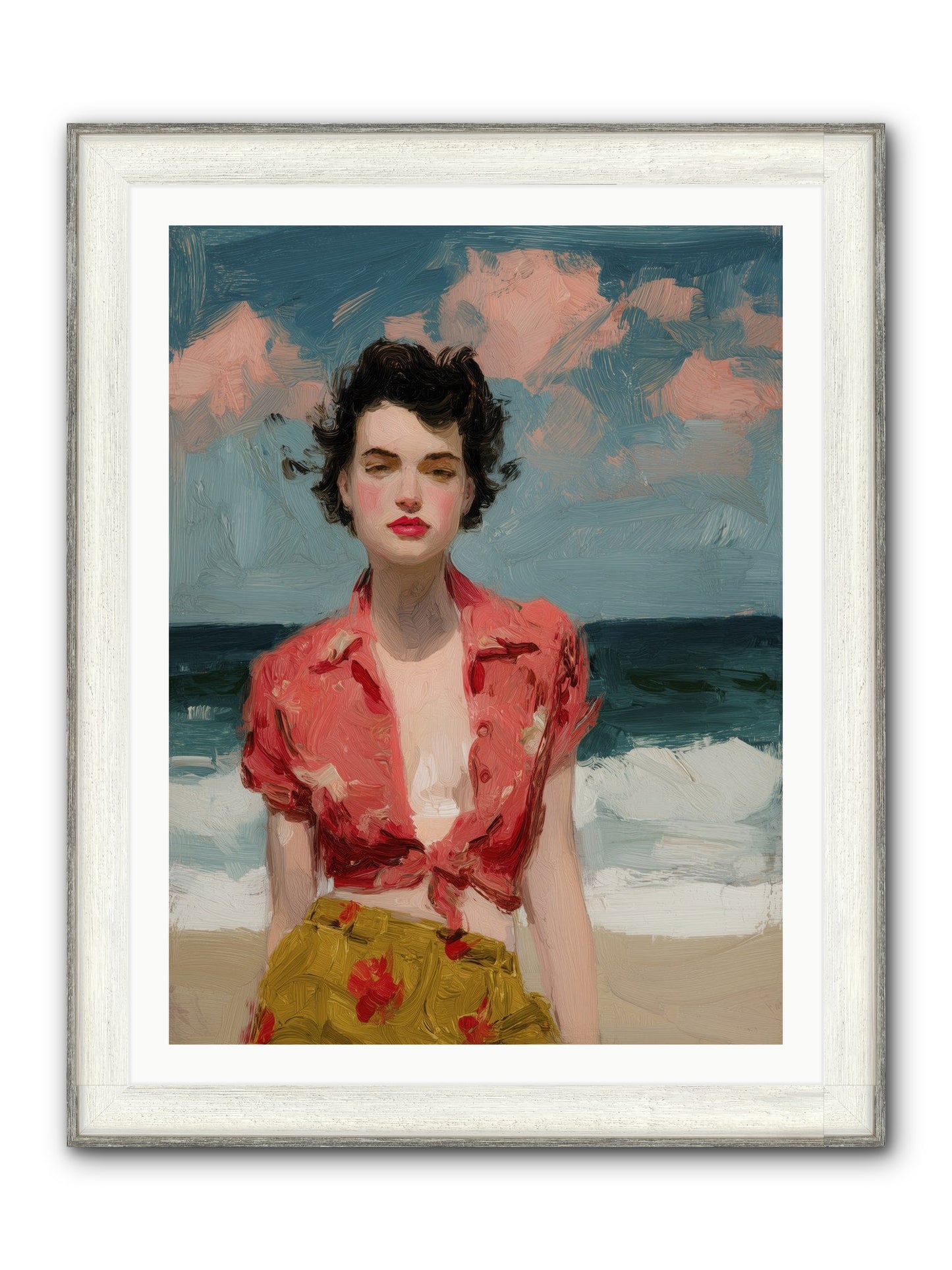 Beach Heart Framed Print - Driftwood White 30x40
