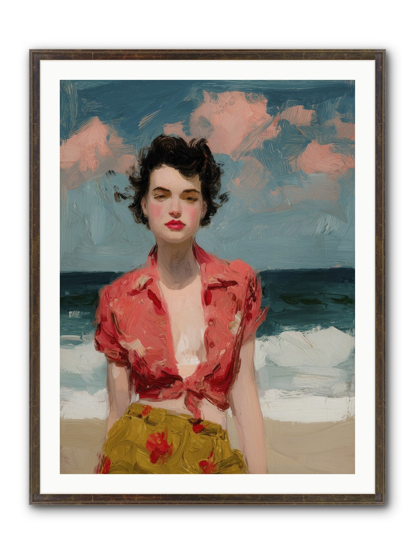 Beach Heart Framed Print - Slimwoods Black/Gold 30x40