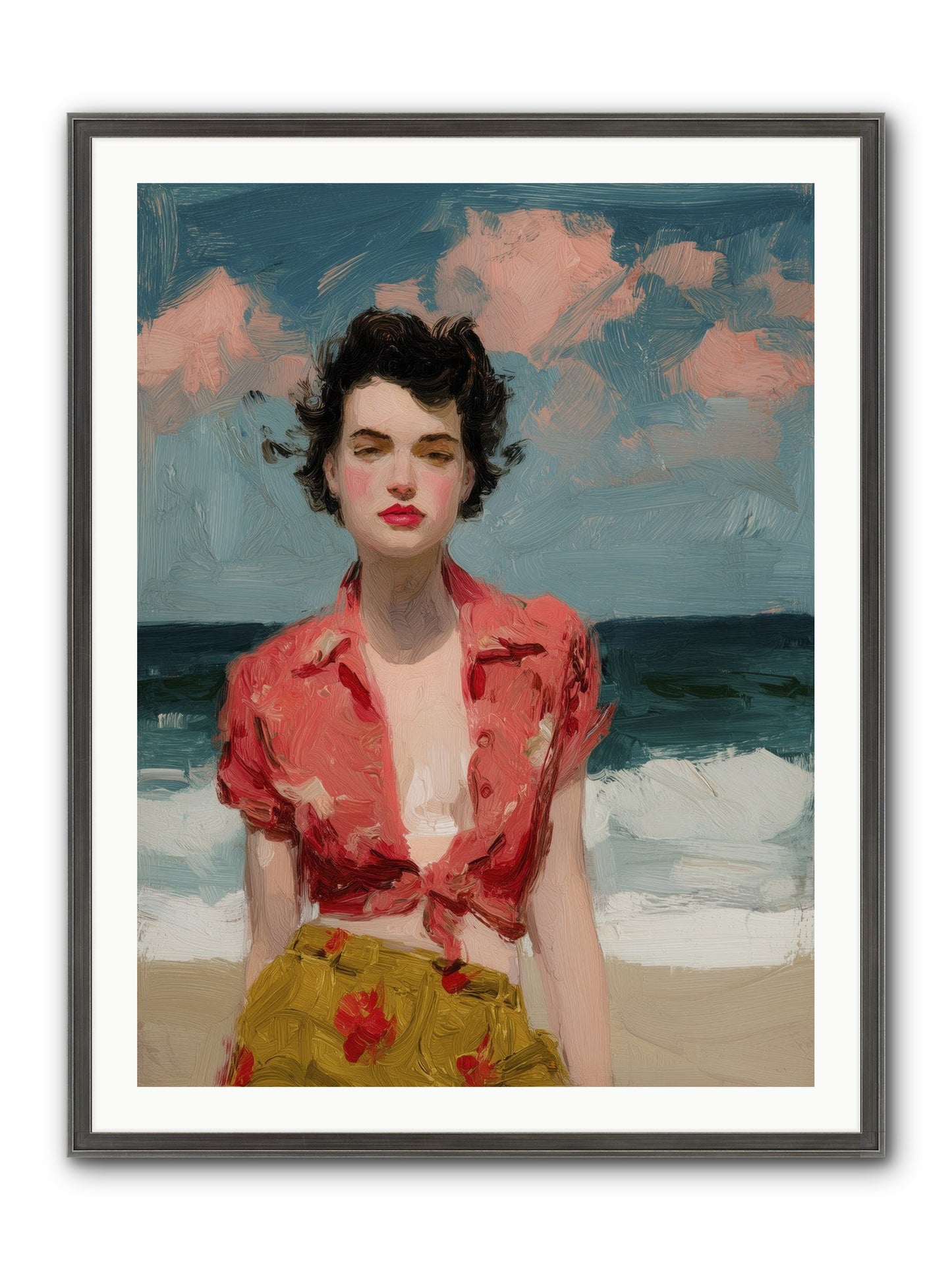 Beach Heart Framed Print - Slimwoods Black/Silver 30x40