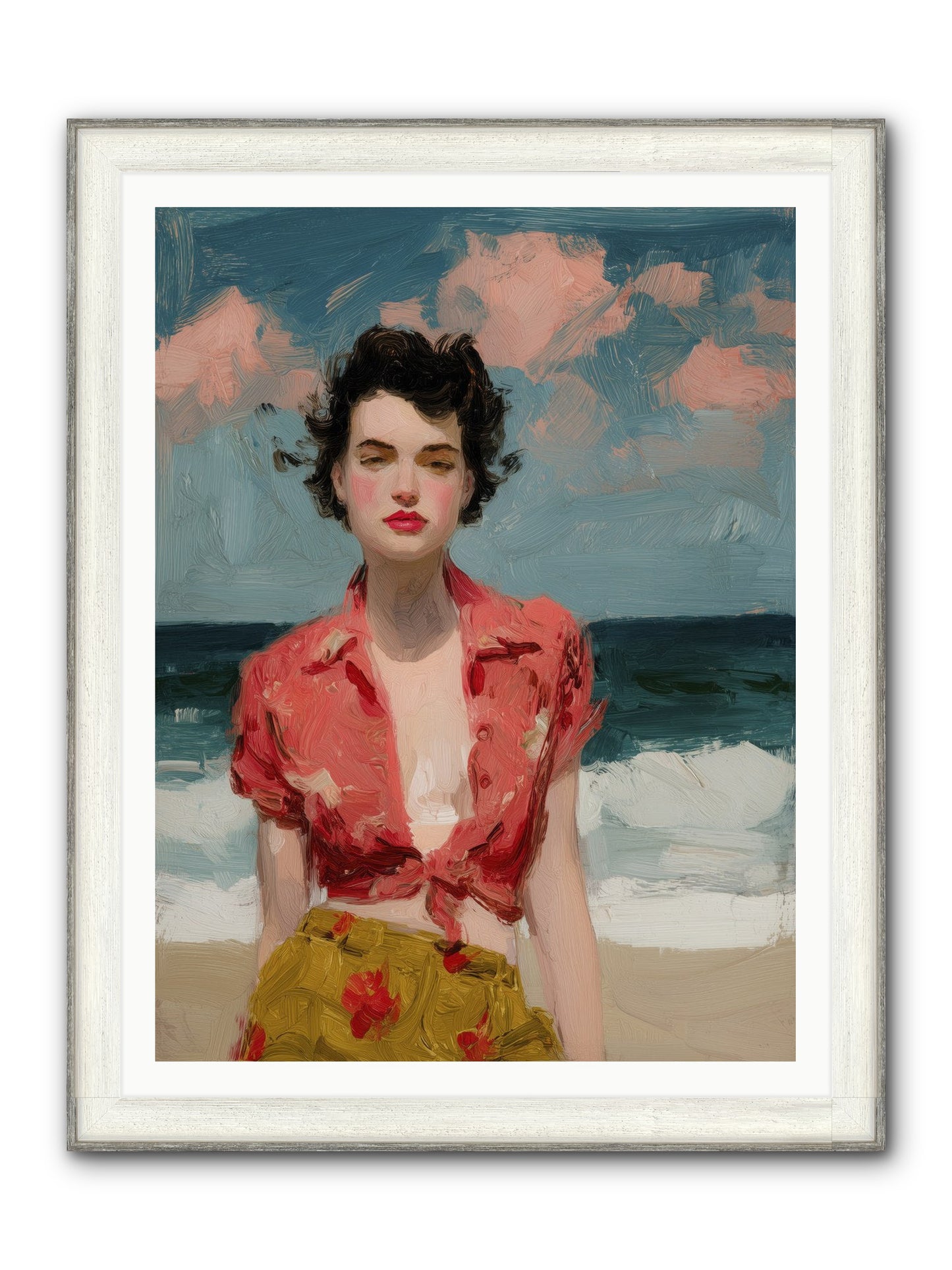 Beach Heart Framed Print - Driftwood White 36x48