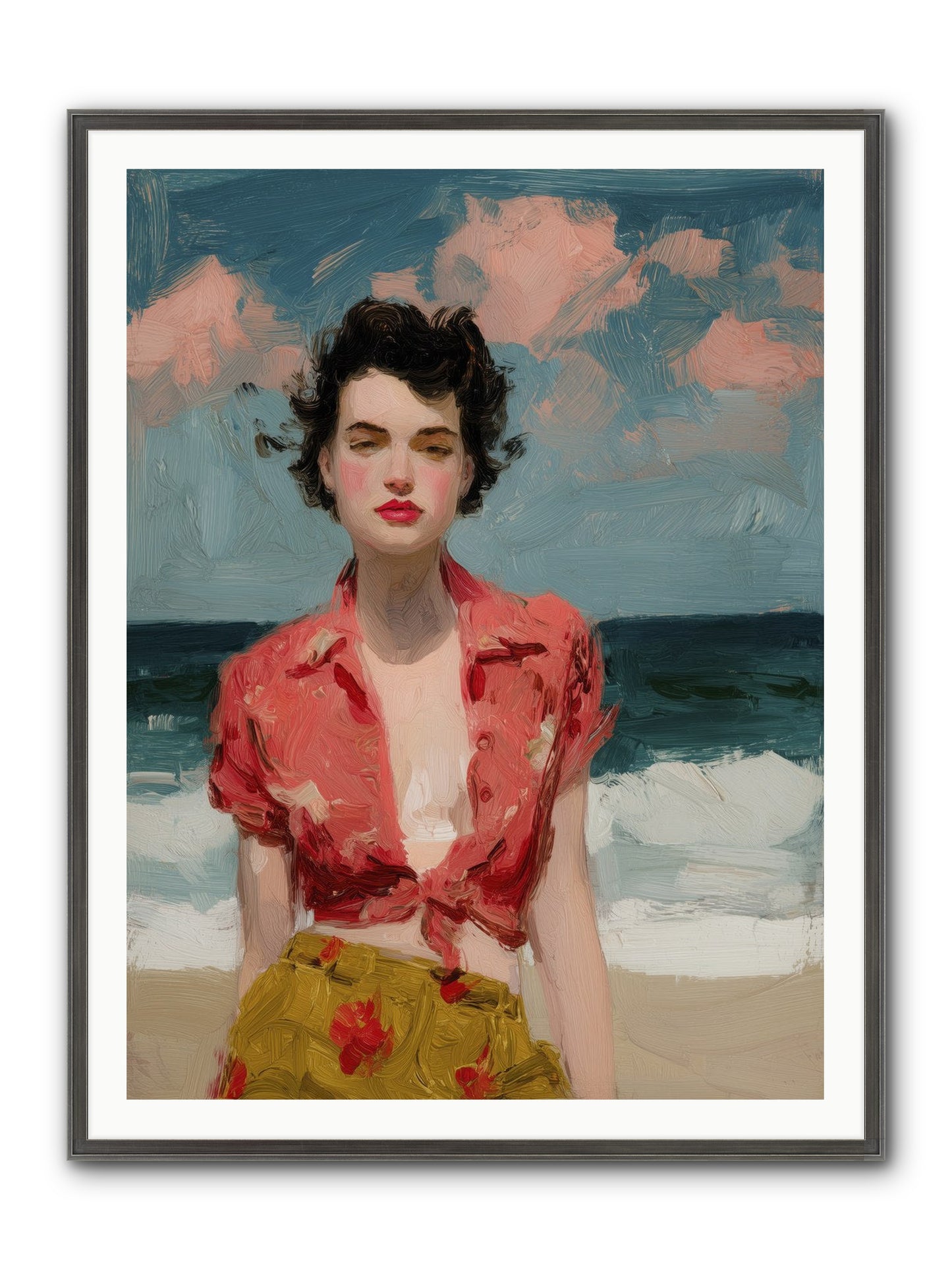 Beach Heart Framed Print - Slimwoods Black/Silver 36x48
