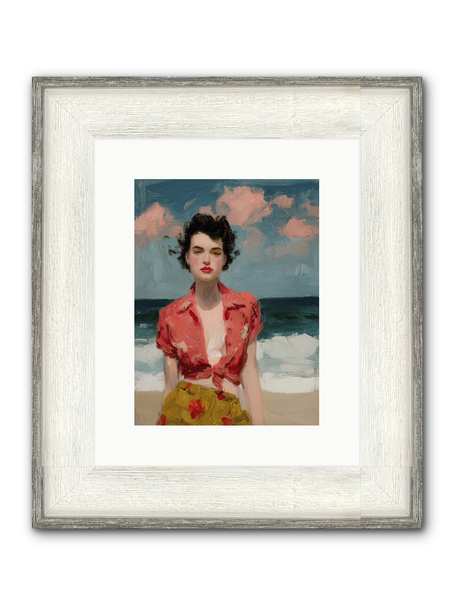 Beach Heart Framed Print - Driftwood White 9x12