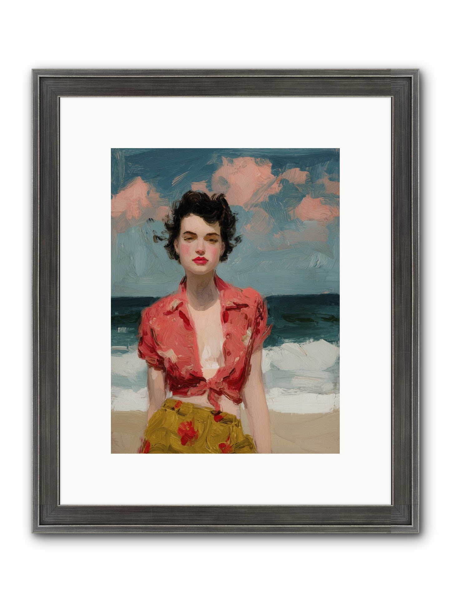 Beach Heart Framed Print - Slimwoods Black/Silver 9x12