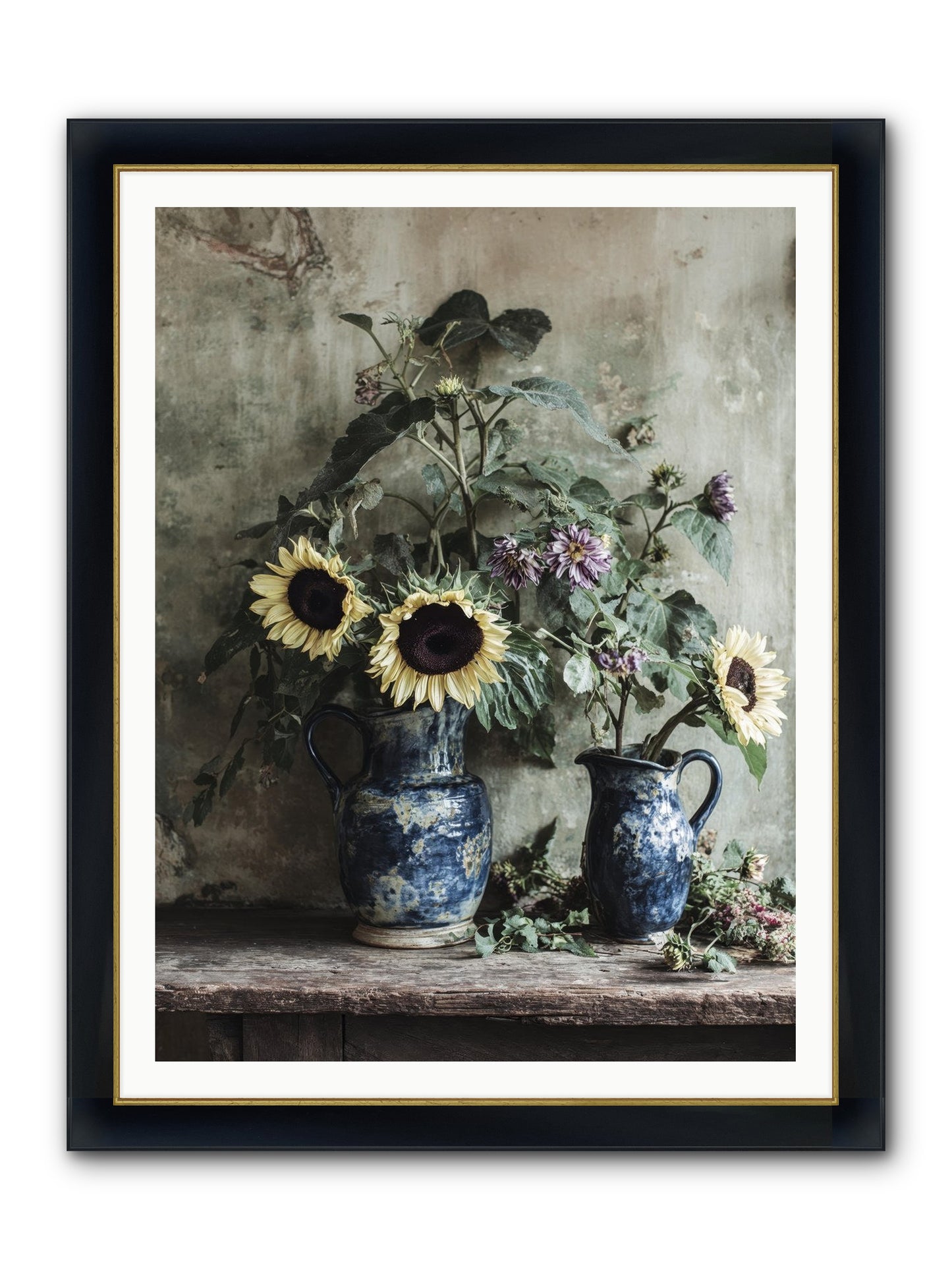 Beatrice Framed Print - Wide Black w/Gold 36x48