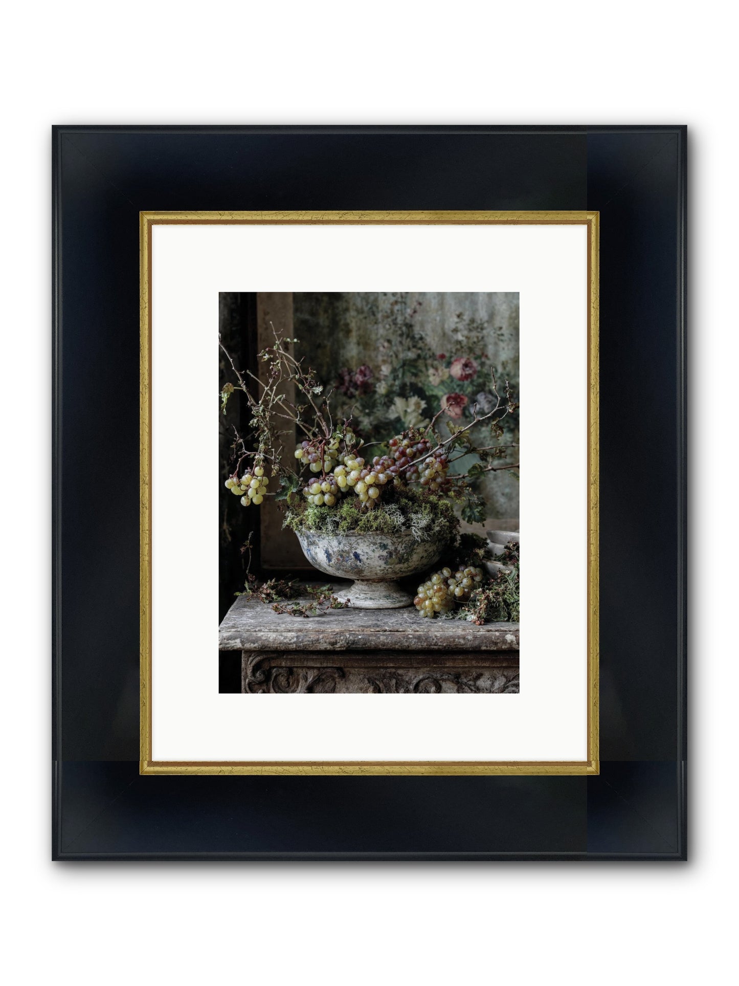 Beatrix Framed Print - Wide Black w/Gold 9x12