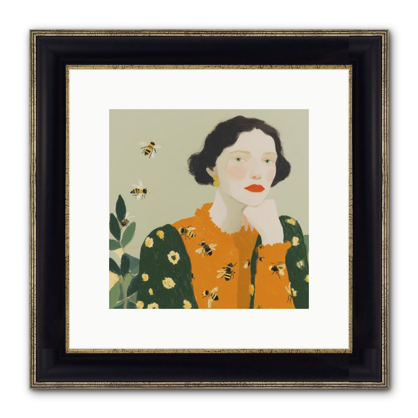 Beekeeper's Secret Joy Framed Print - Black & Gold 10x10