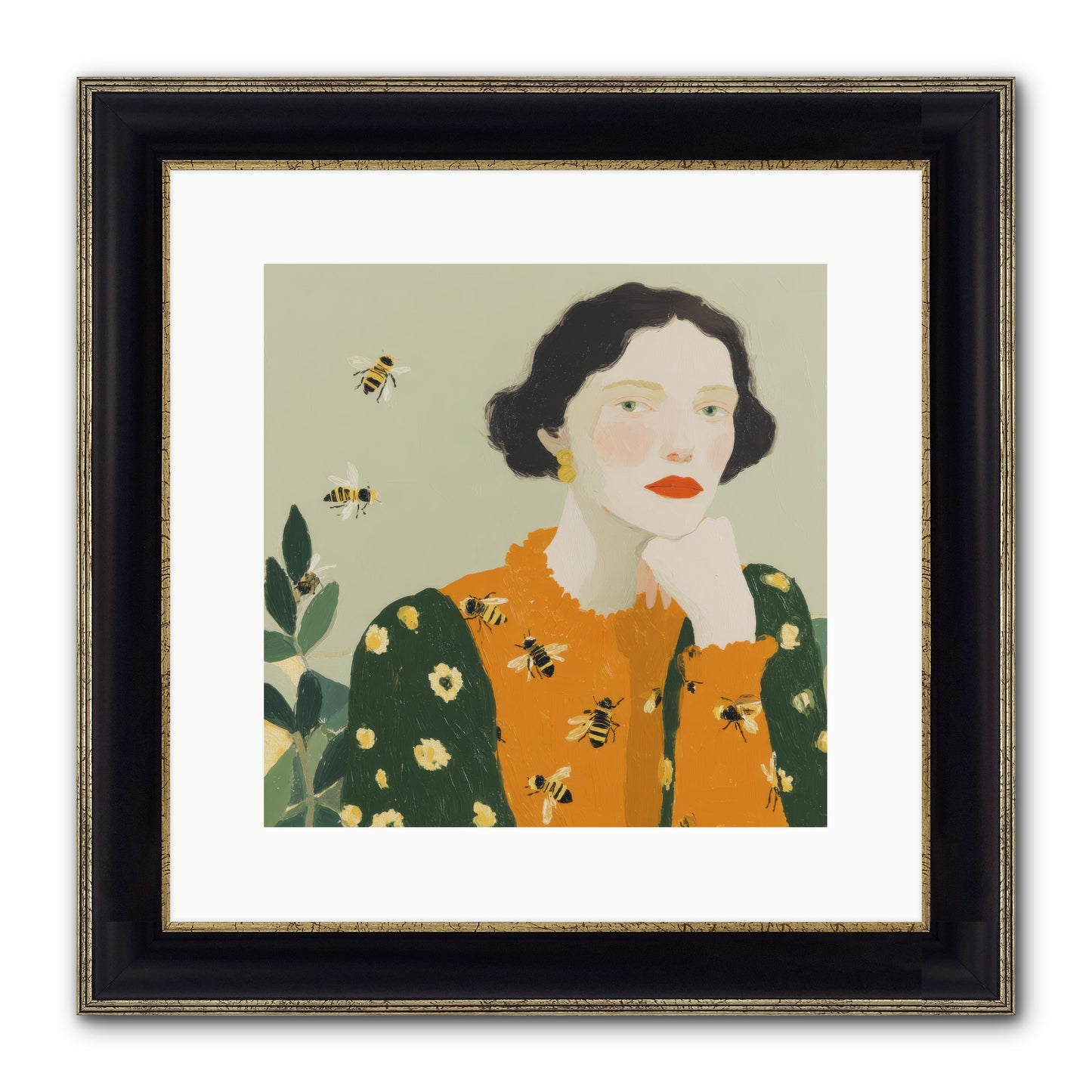 Beekeeper's Secret Joy Framed Print - Black & Gold 12x12