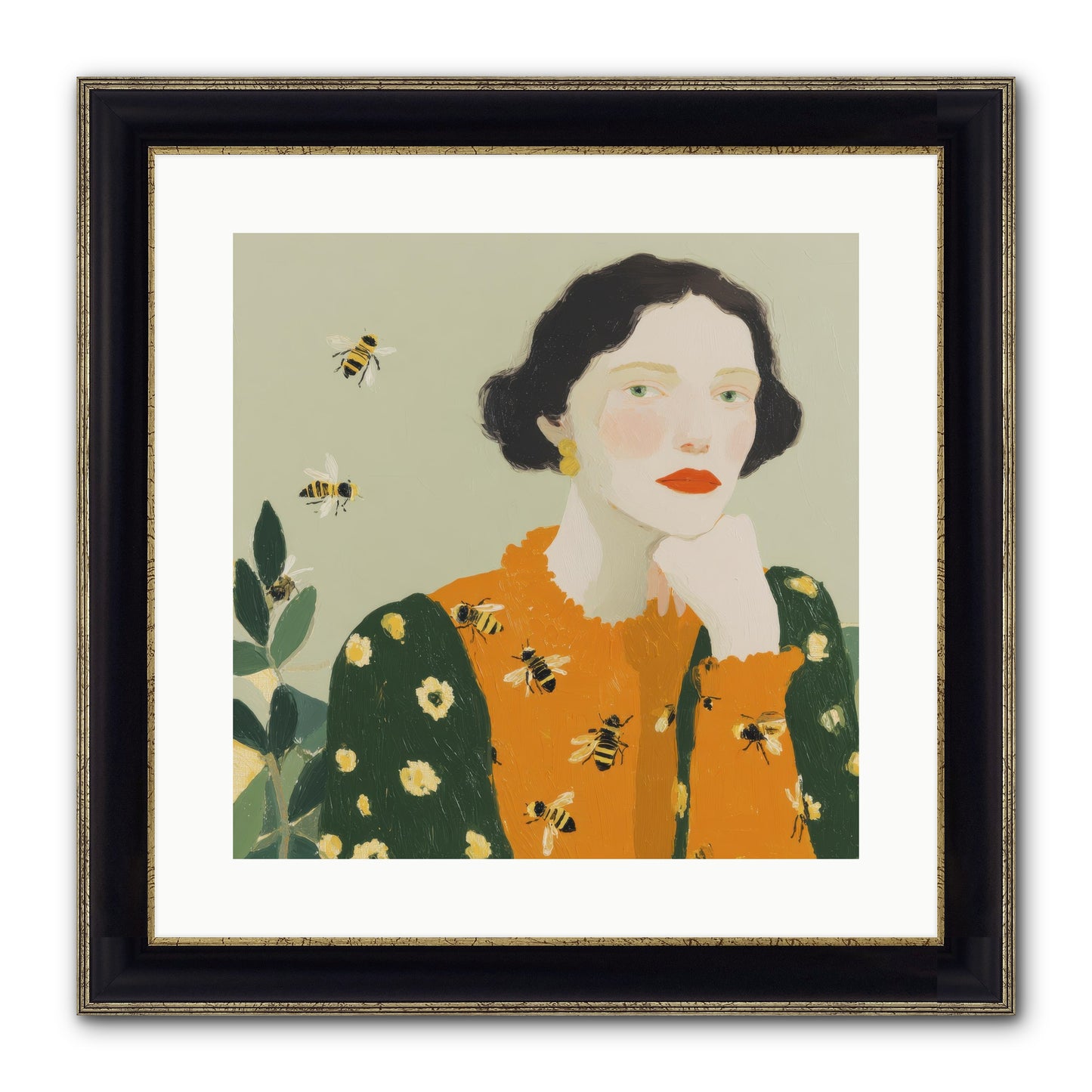 Beekeeper's Secret Joy Framed Print - Black & Gold 16x16