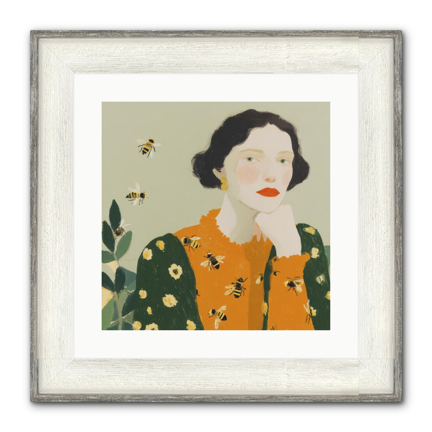 Beekeeper's Secret Joy Framed Print - Driftwood White 16x16