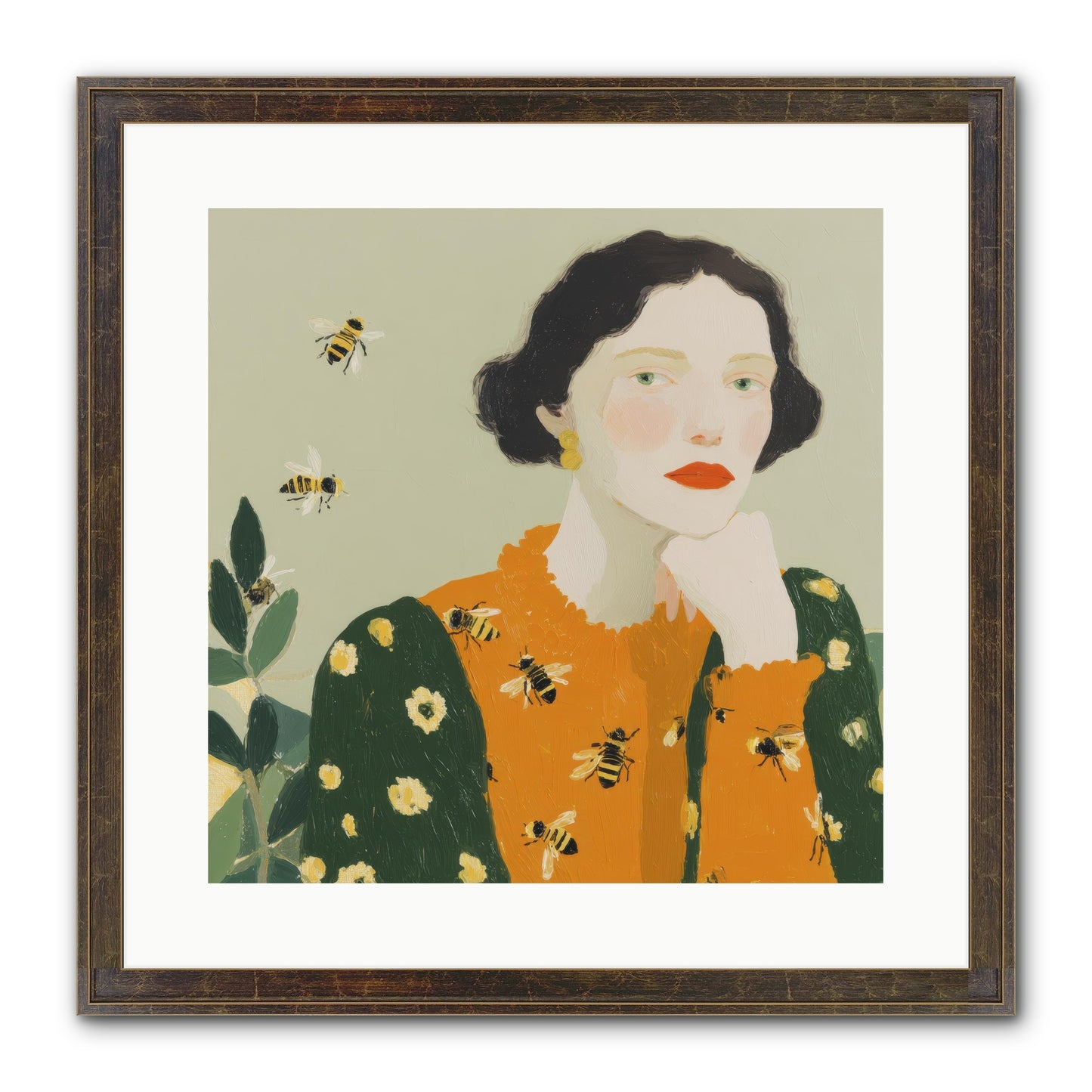 Beekeeper's Secret Joy Framed Print - Slimwoods Black/Gold 16x16