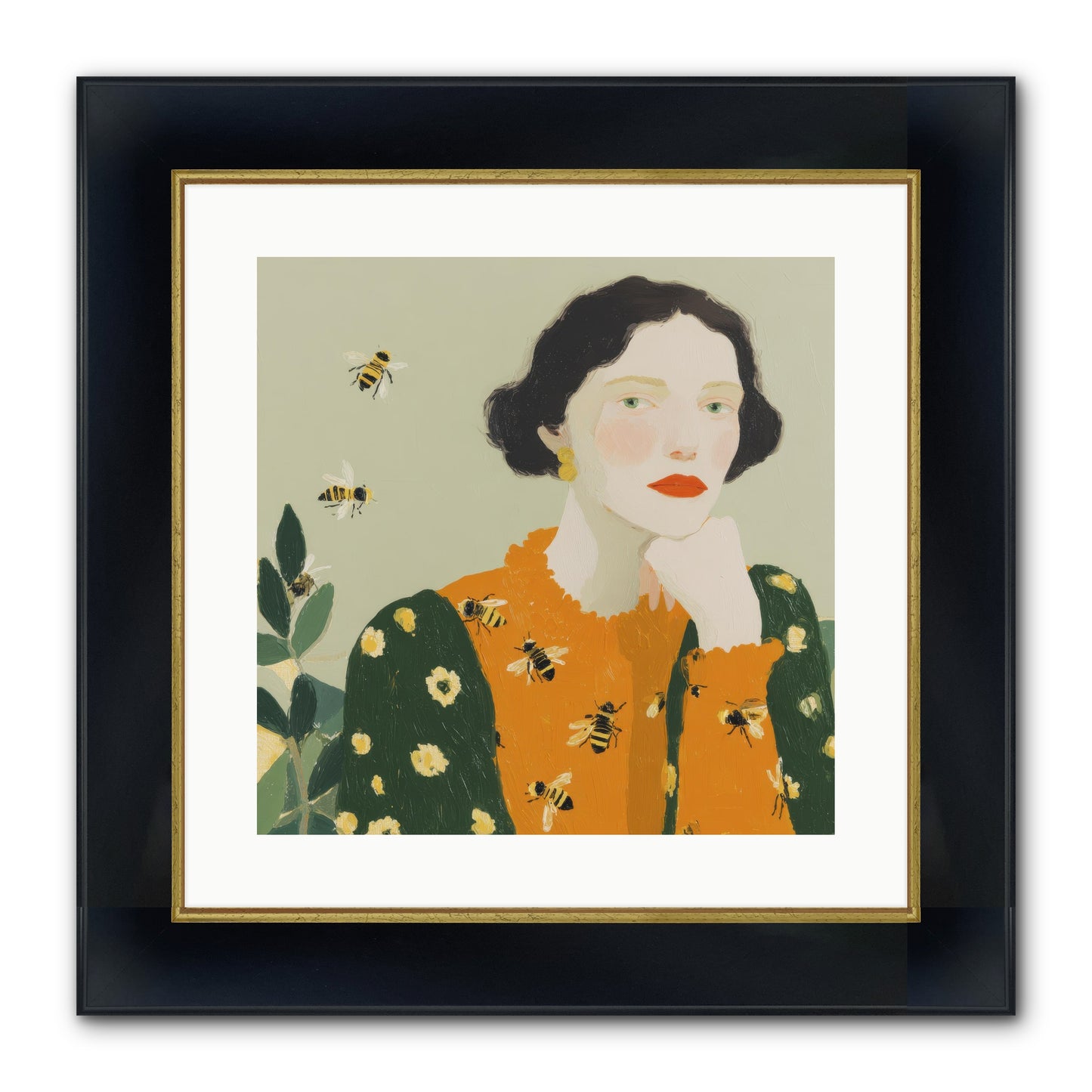 Beekeeper's Secret Joy Framed Print - Wide Black w/Gold 16x16