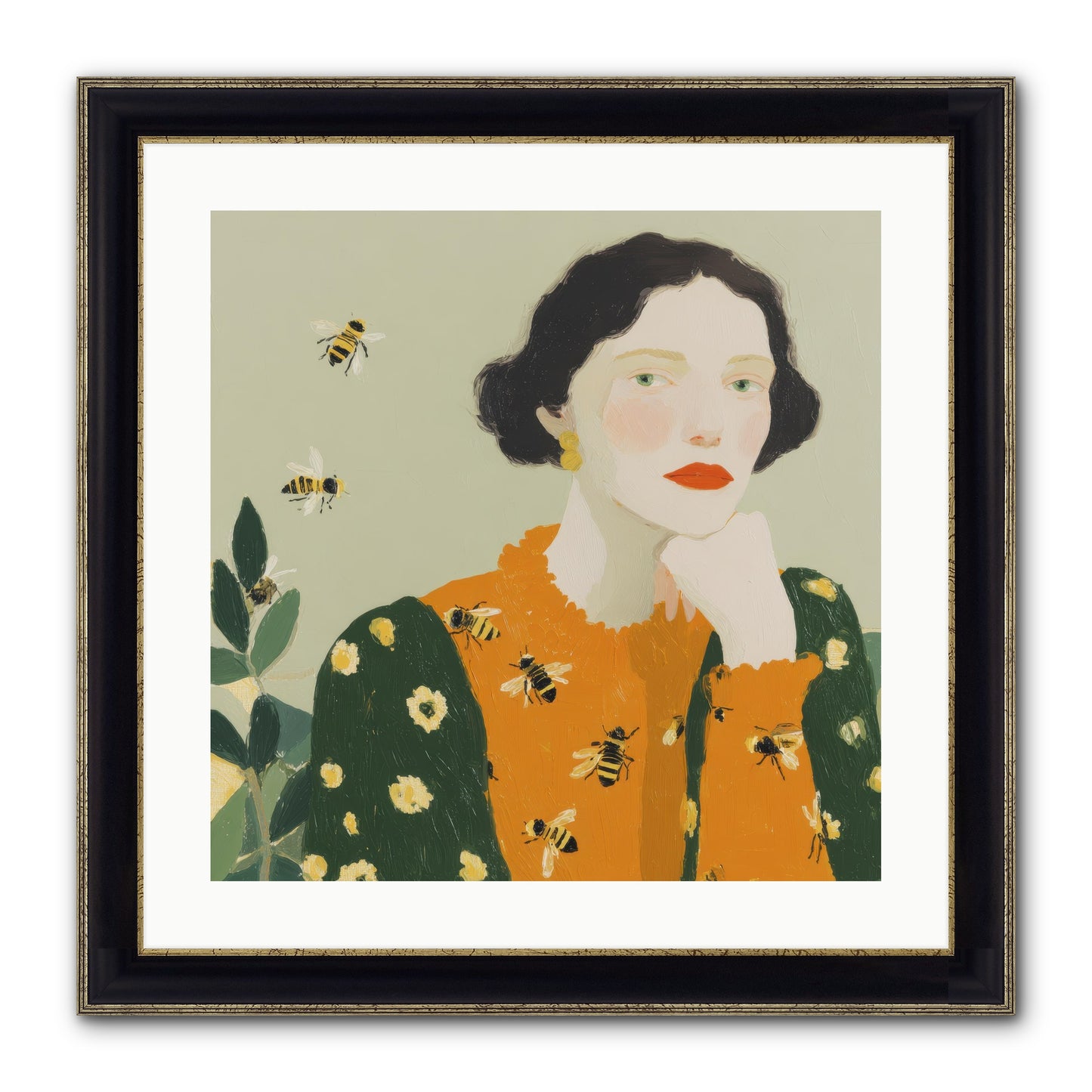 Beekeeper's Secret Joy Framed Print - Black & Gold 20x20