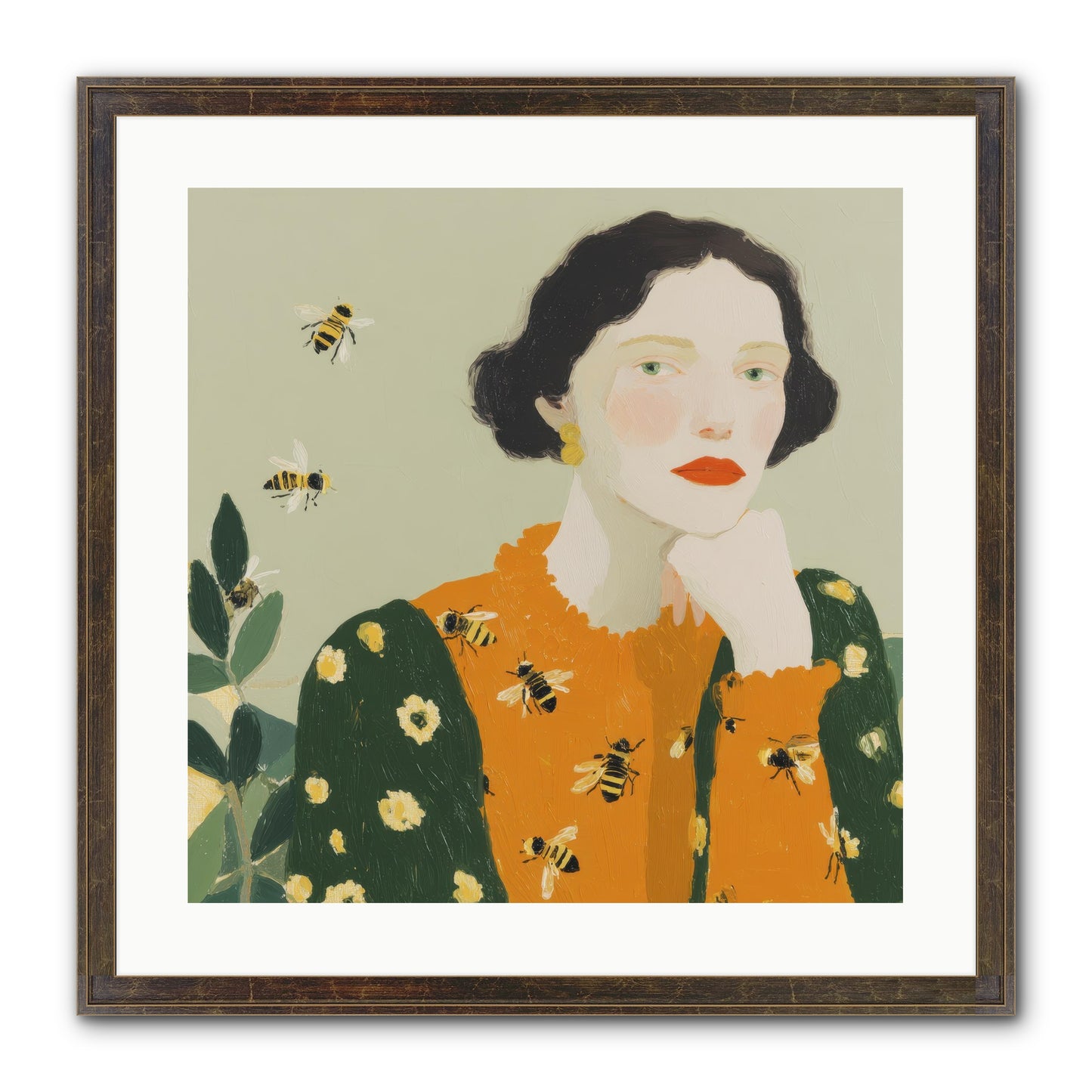 Beekeeper's Secret Joy Framed Print - Slimwoods Black/Gold 20x20