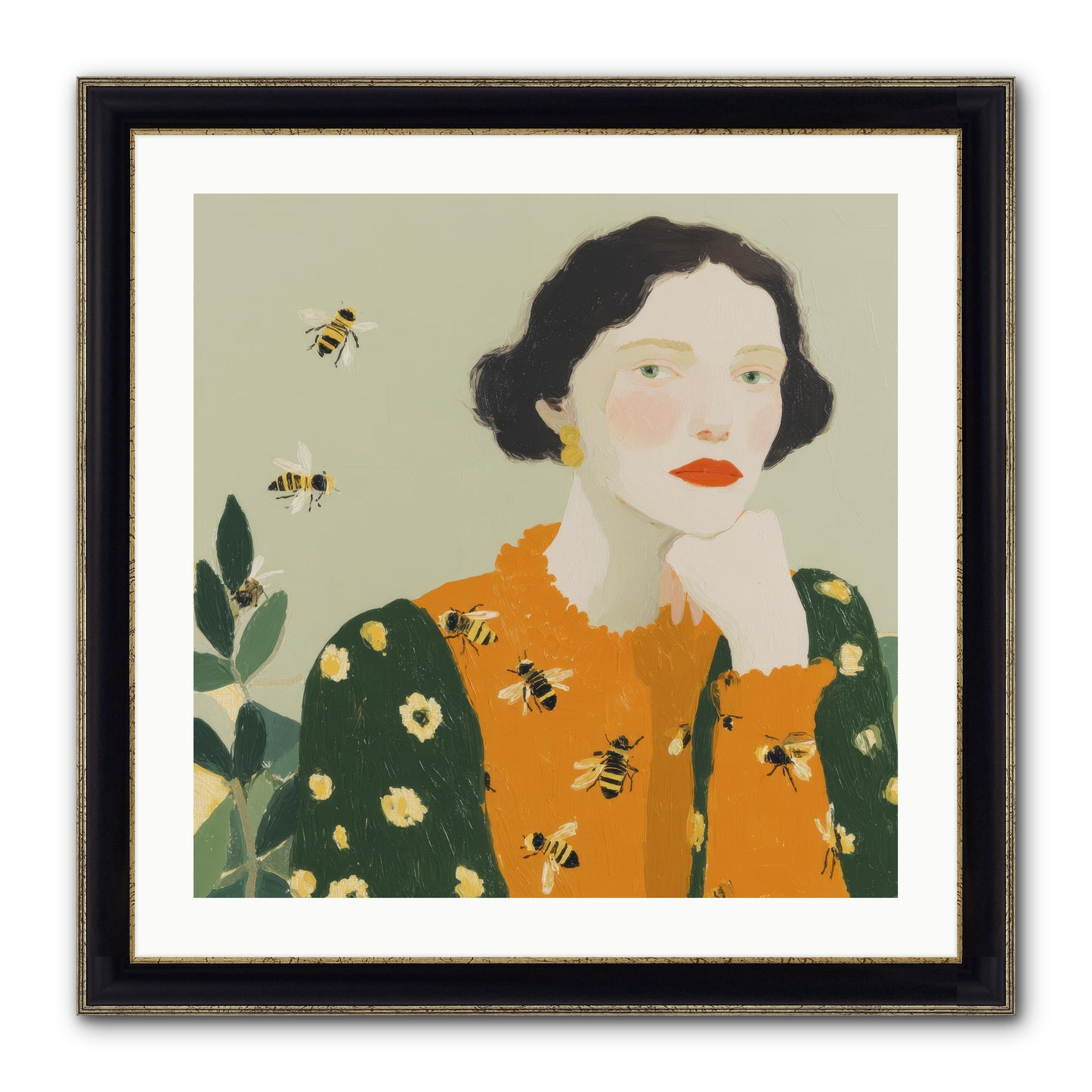 Beekeeper's Secret Joy Framed Print - Black & Gold 24x24