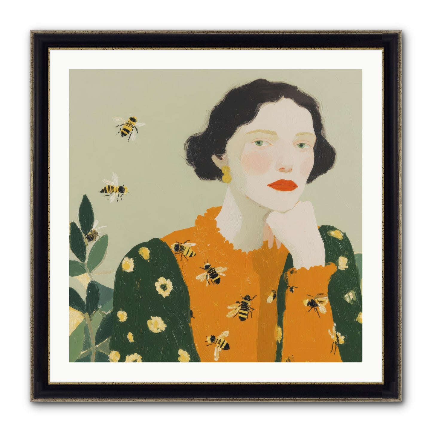 Beekeeper's Secret Joy Framed Print - Black & Gold 30x30