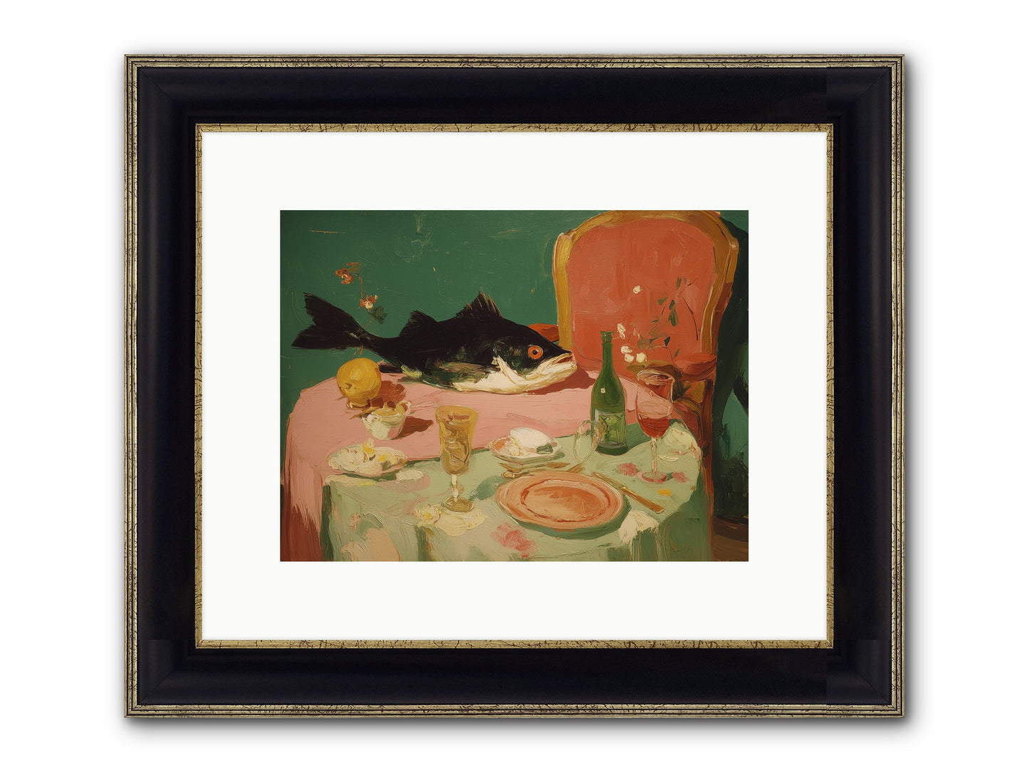 Before The Feast Framed Print - Black & Gold 12x9