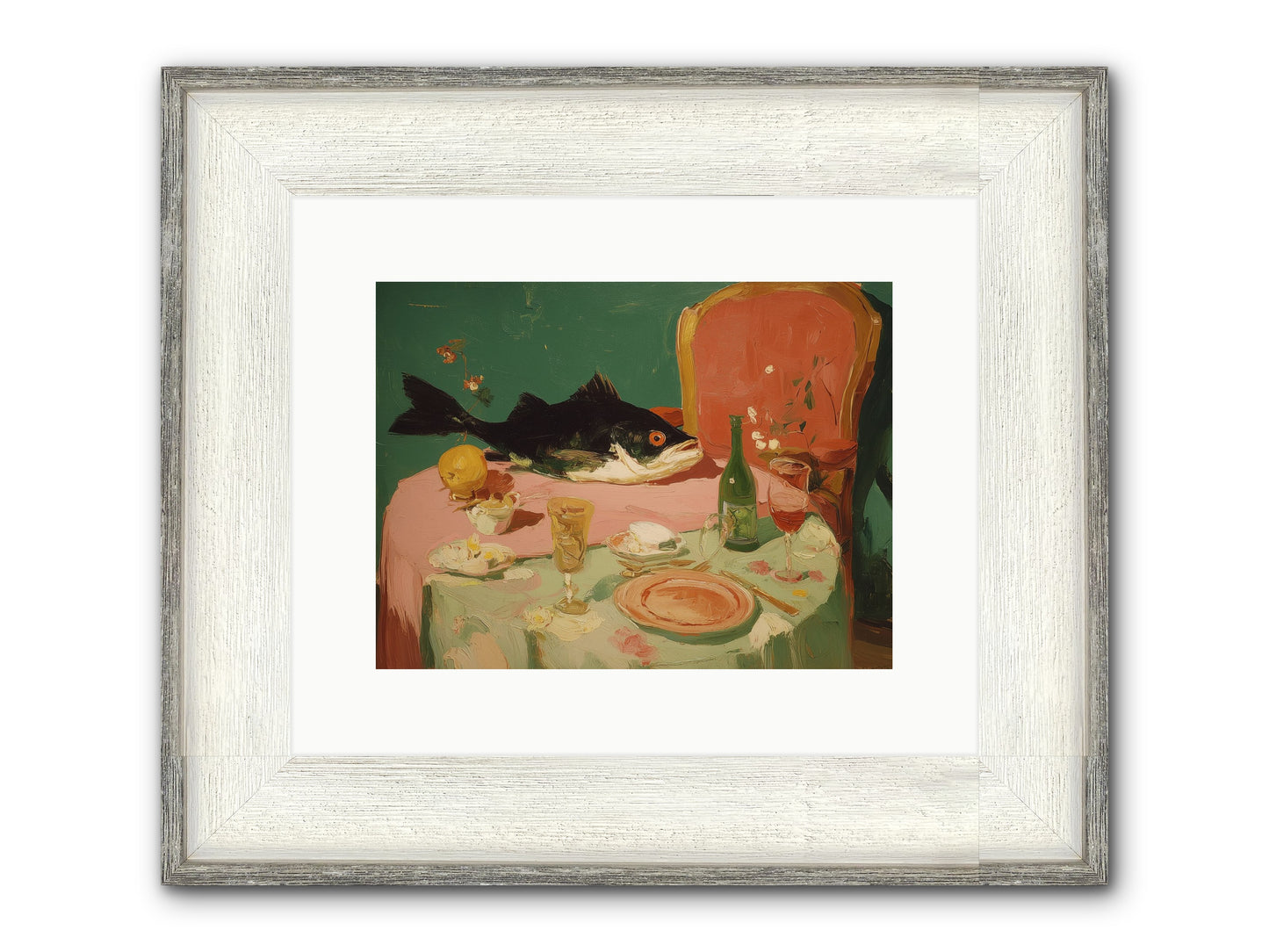 Before The Feast Framed Print - Driftwood White 12x9