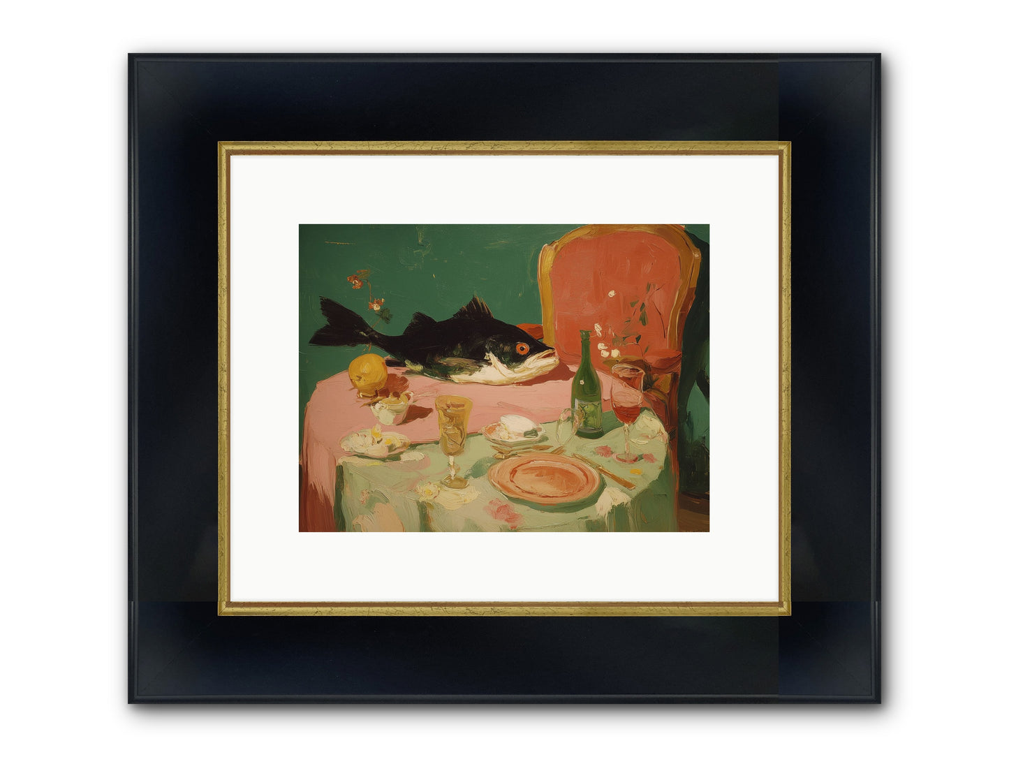Before The Feast Framed Print - Wide Black w/Gold 12x9