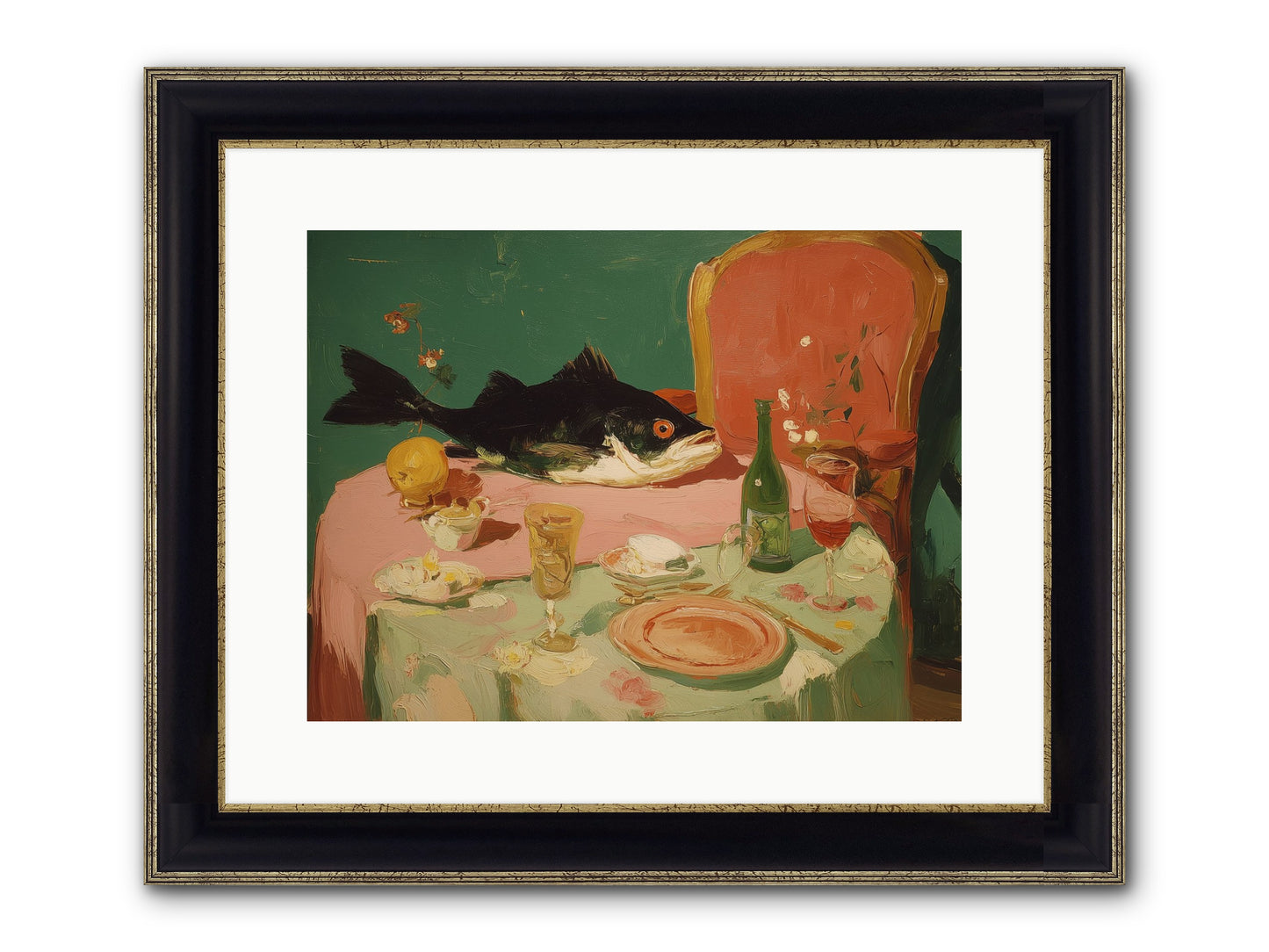 Before The Feast Framed Print - Black & Gold 16x12