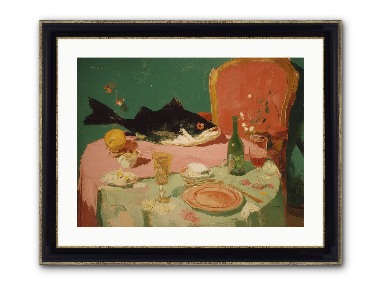 Before The Feast Framed Print - Black & Gold 24x18
