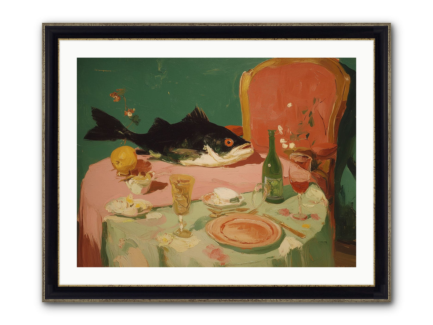 Before The Feast Framed Print - Black & Gold 32x24
