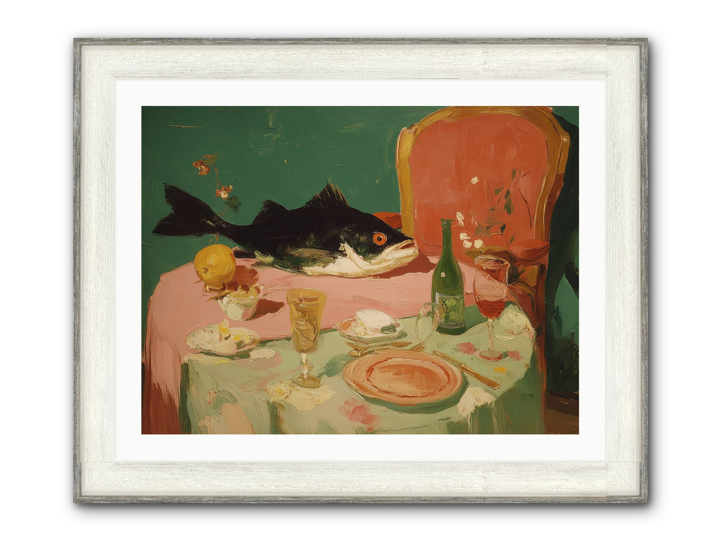 Before The Feast Framed Print - Driftwood White 32x24