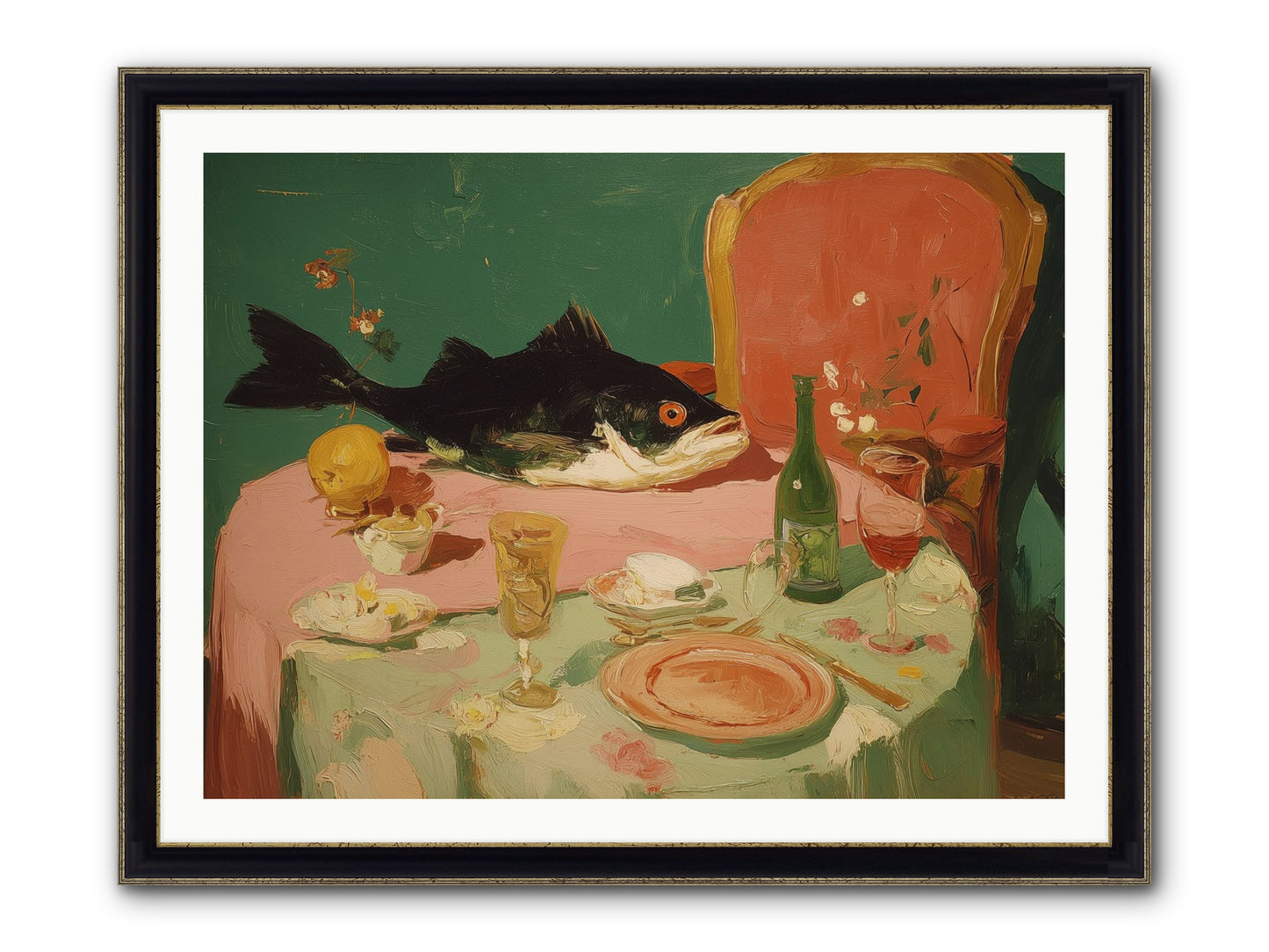 Before The Feast Framed Print - Black & Gold 40x30