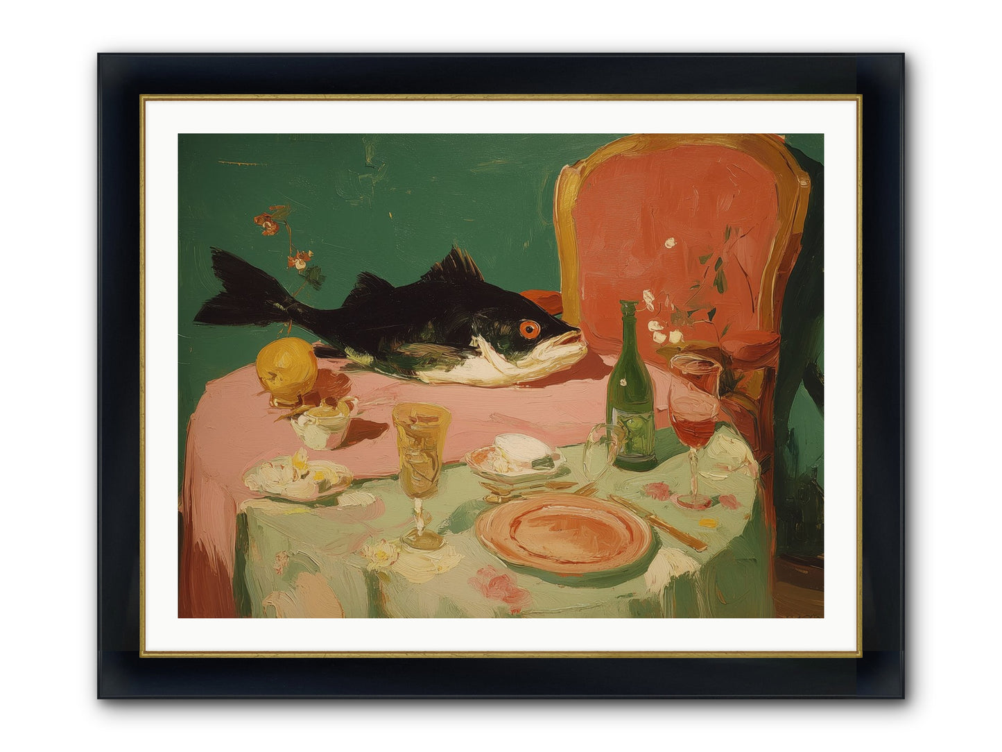 Before The Feast Framed Print - Wide Black w/Gold 40x30