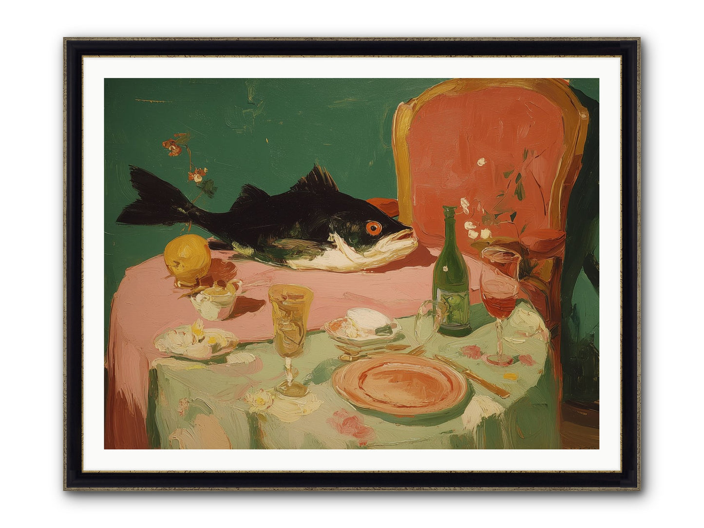Before The Feast Framed Print - Black & Gold 48x36