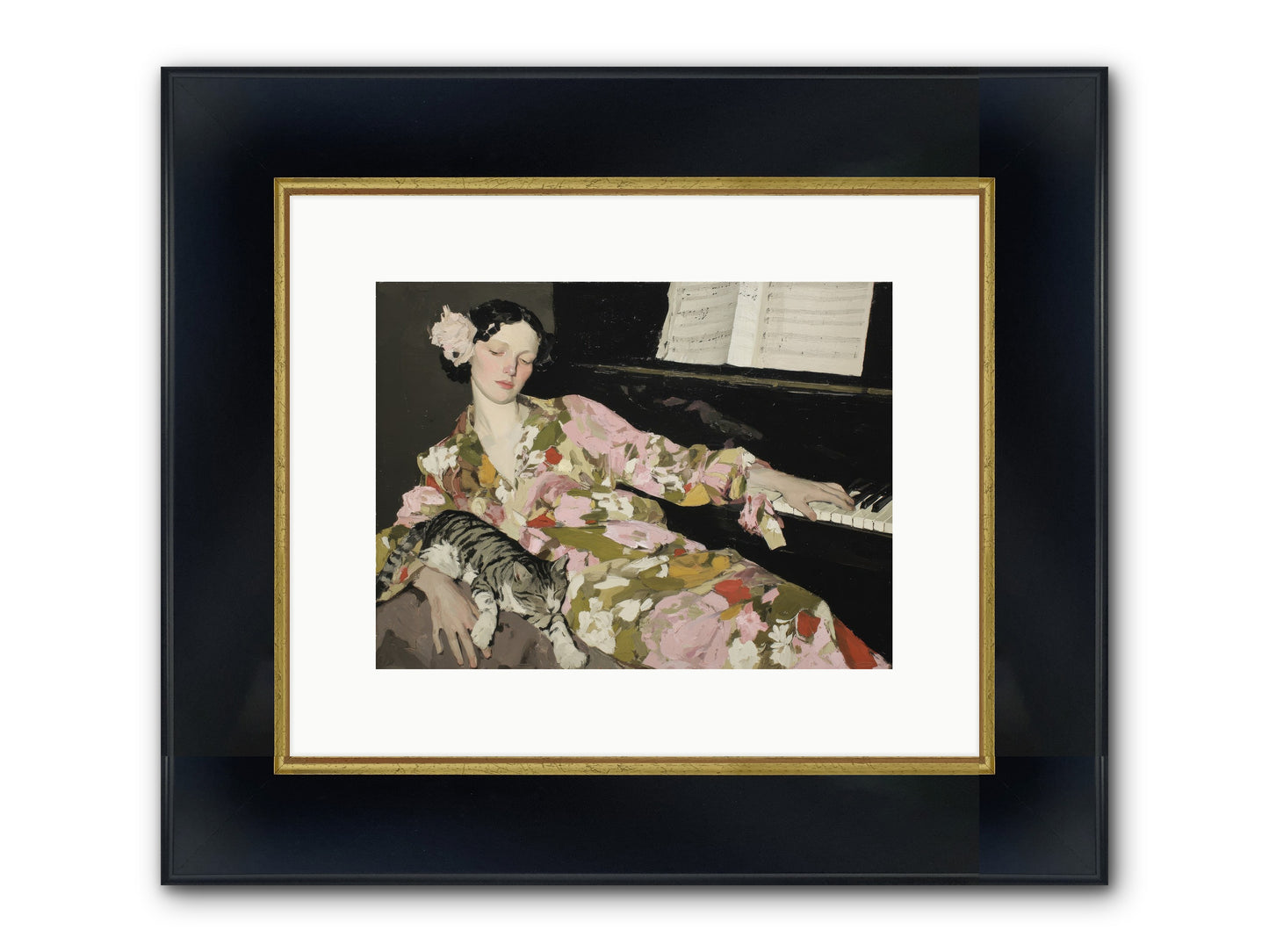 Before the Garden Woke Framed Print - Wide Black w/Gold 12x9