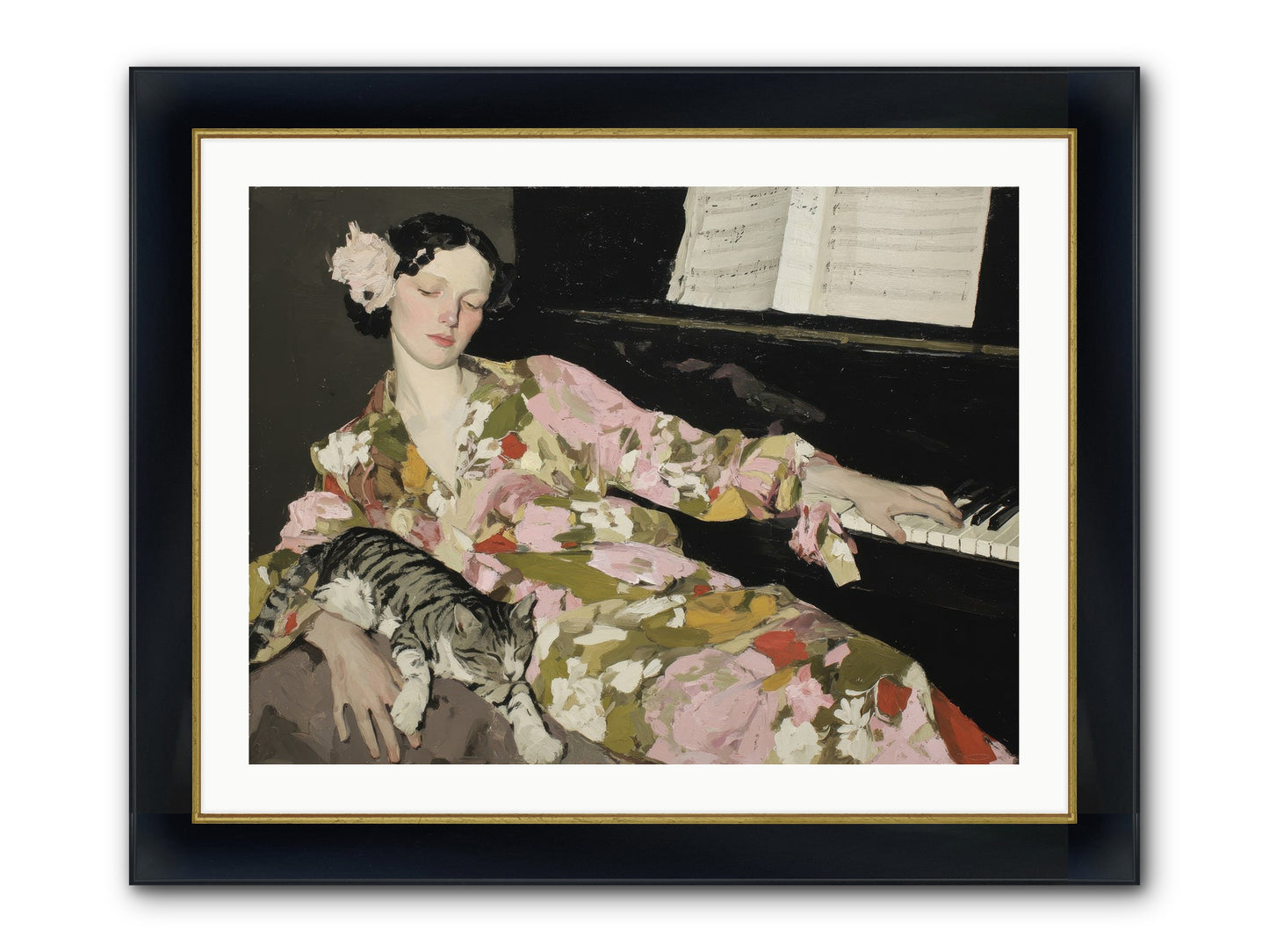 Before the Garden Woke Framed Print - Wide Black w/Gold 32x24
