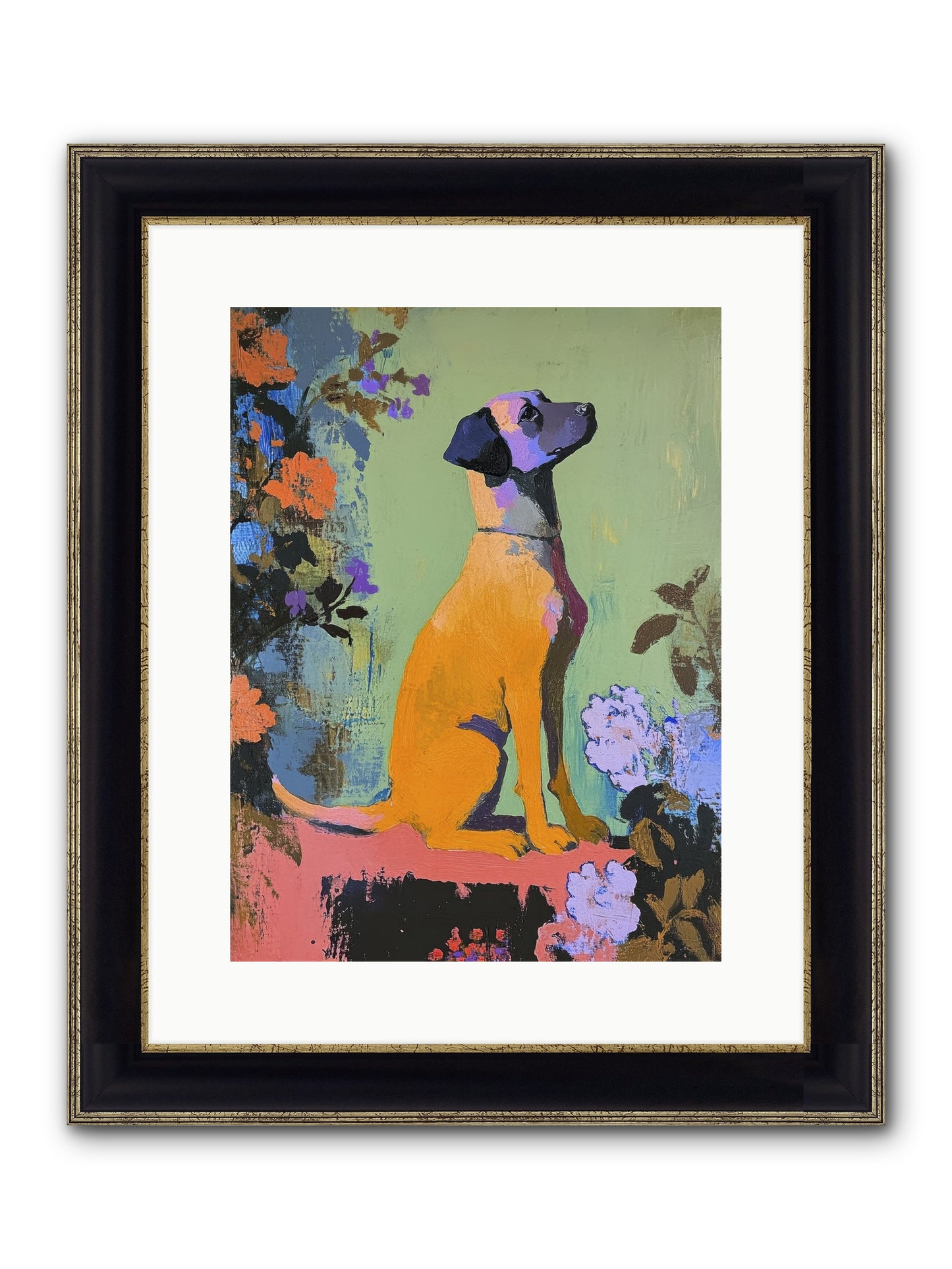 Behind The Honeysuckle Framed Print - Black & Gold 12x16