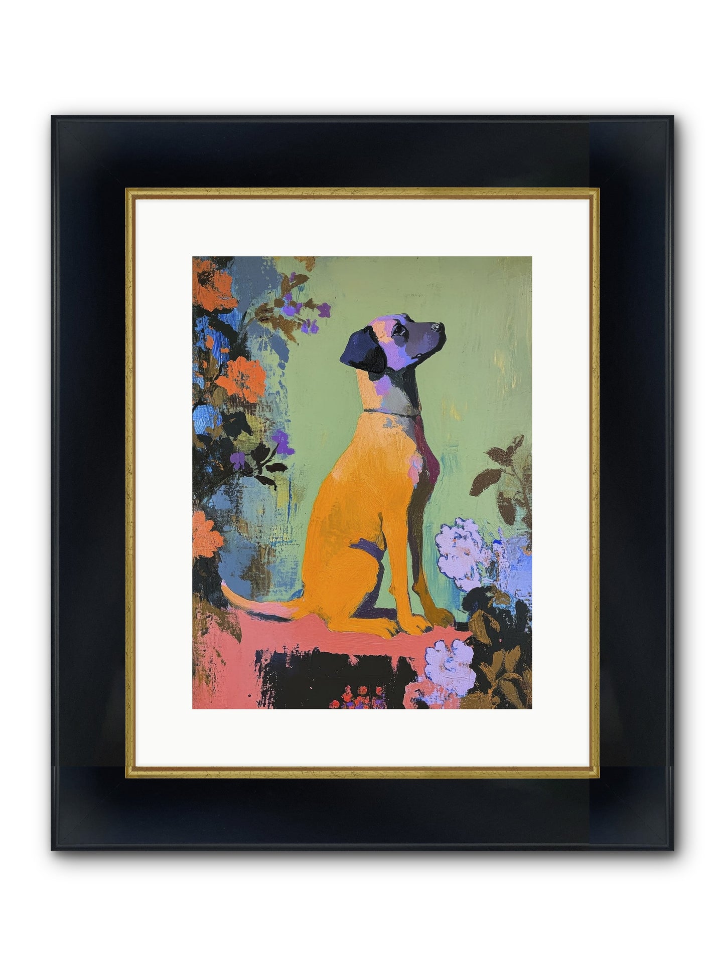 Behind The Honeysuckle Framed Print - Wide Black w/Gold 12x16