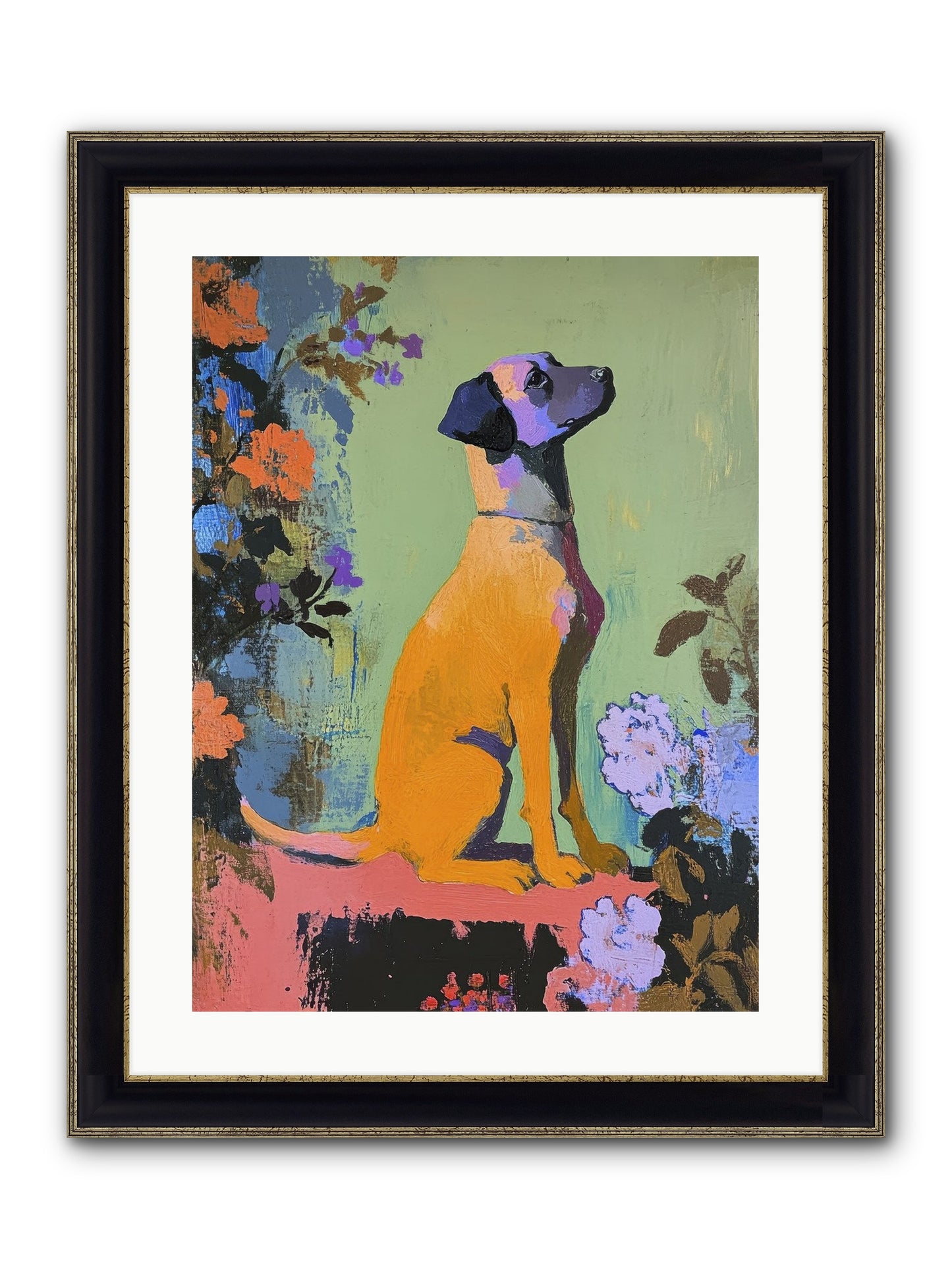 Behind The Honeysuckle Framed Print - Black & Gold 18x24