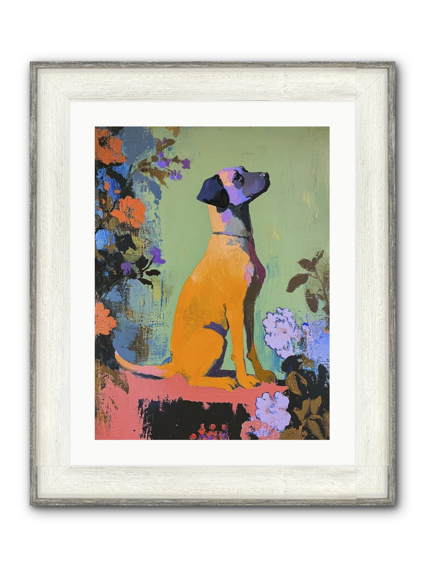Behind The Honeysuckle Framed Print - Driftwood White 18x24