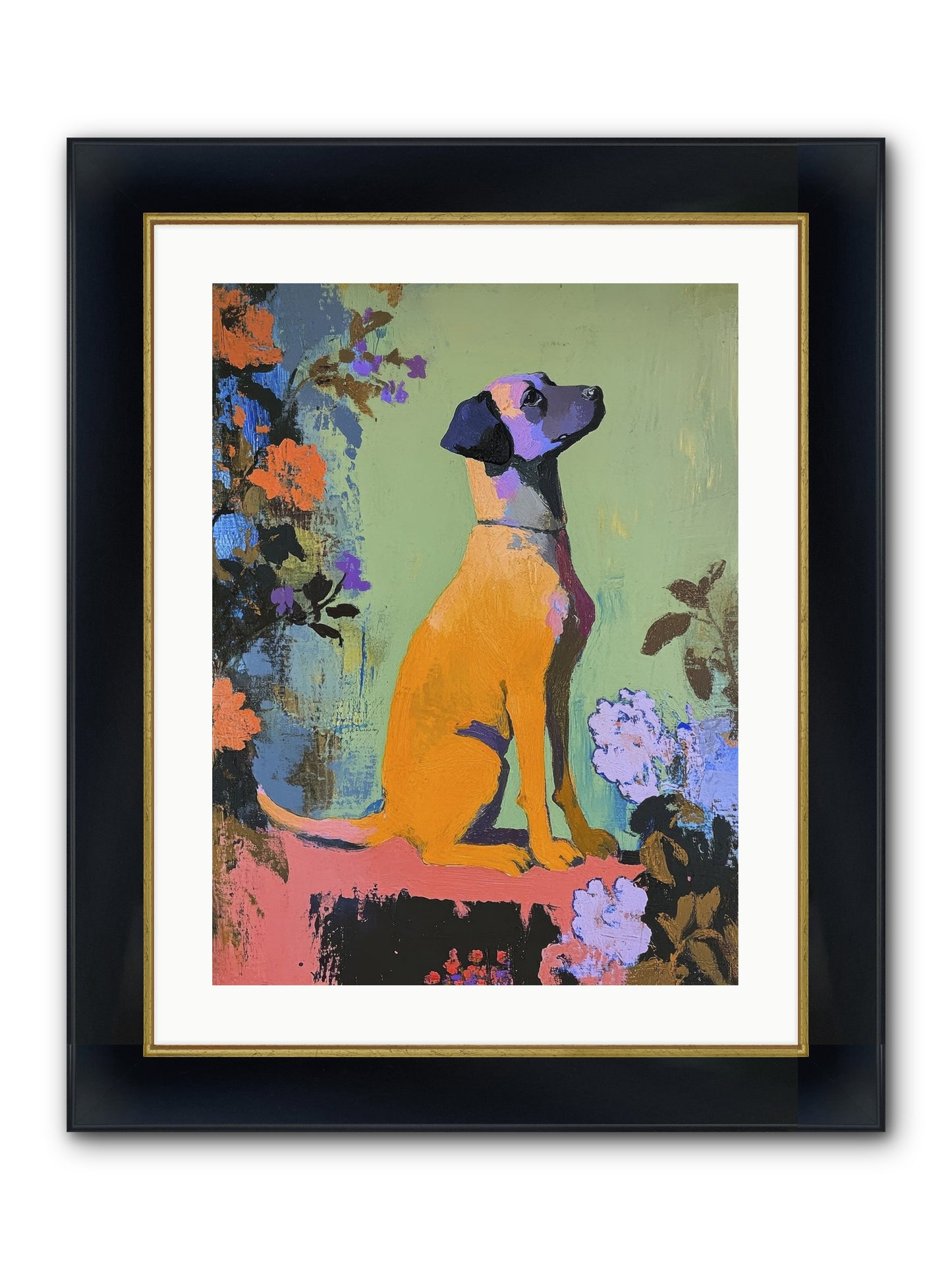 Behind The Honeysuckle Framed Print - Wide Black w/Gold 18x24