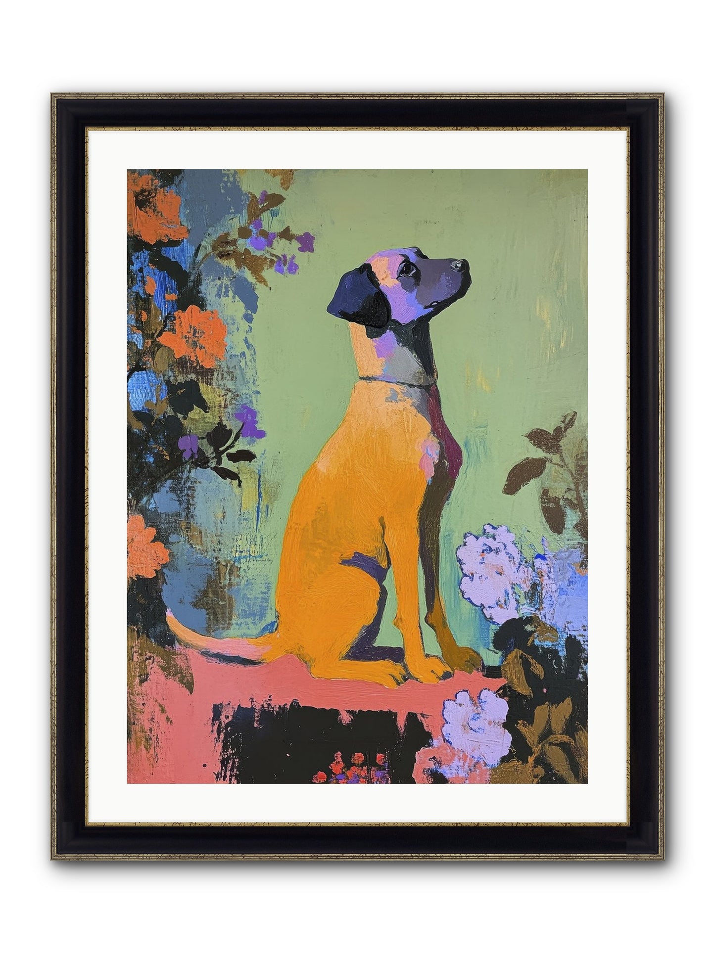 Behind The Honeysuckle Framed Print - Black & Gold 24x32