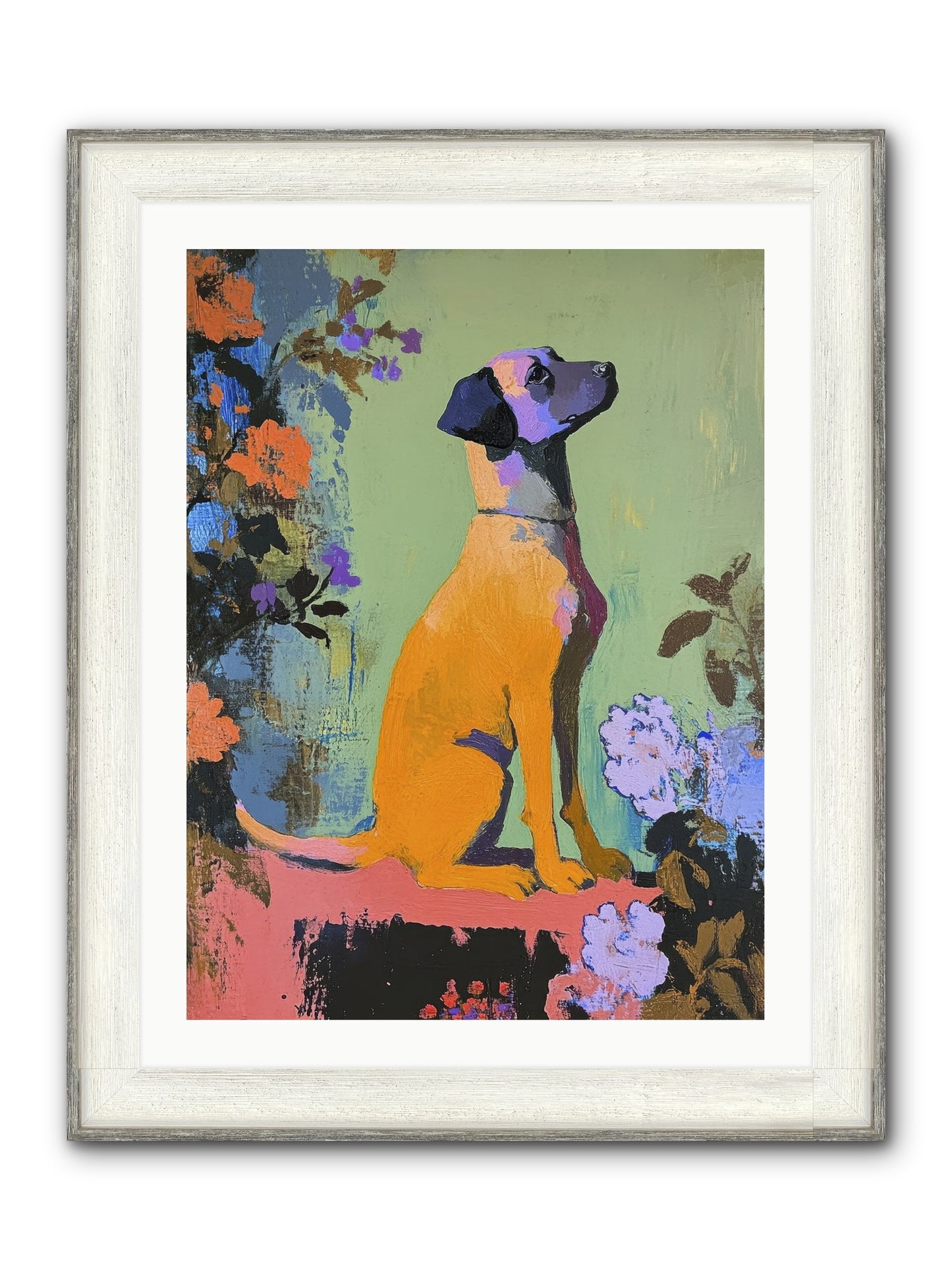 Behind The Honeysuckle Framed Print - Driftwood White 24x32