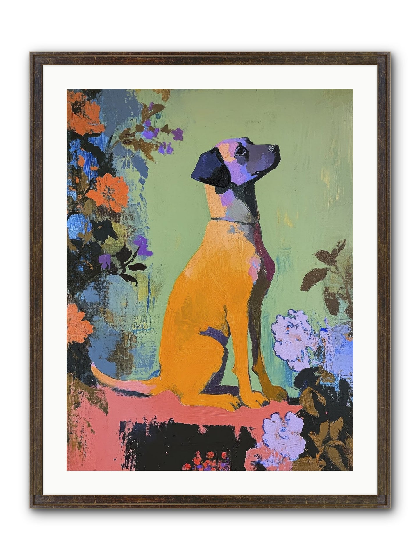 Behind The Honeysuckle Framed Print - Slimwoods Black/Gold 24x32