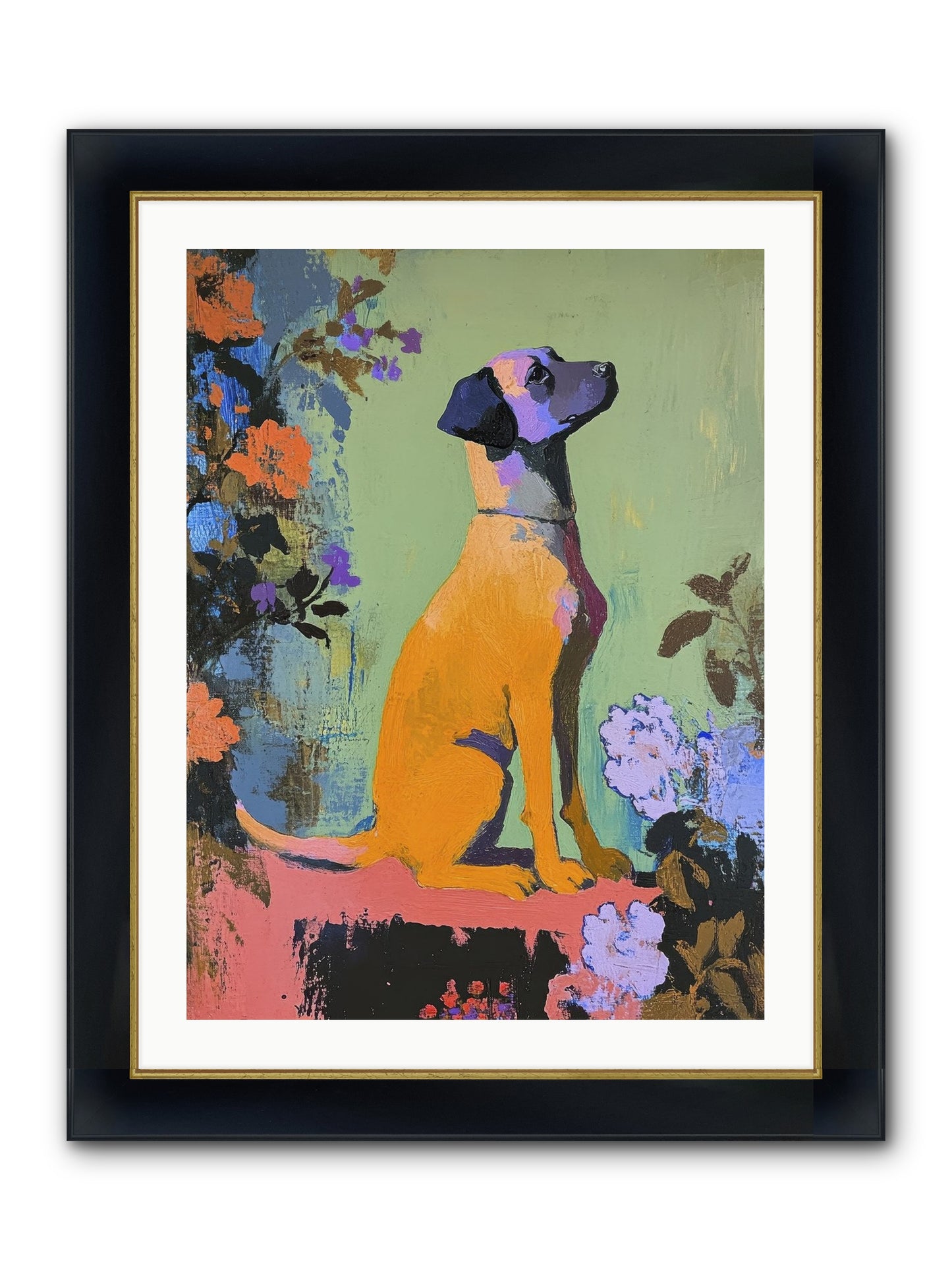 Behind The Honeysuckle Framed Print - Wide Black w/Gold 24x32