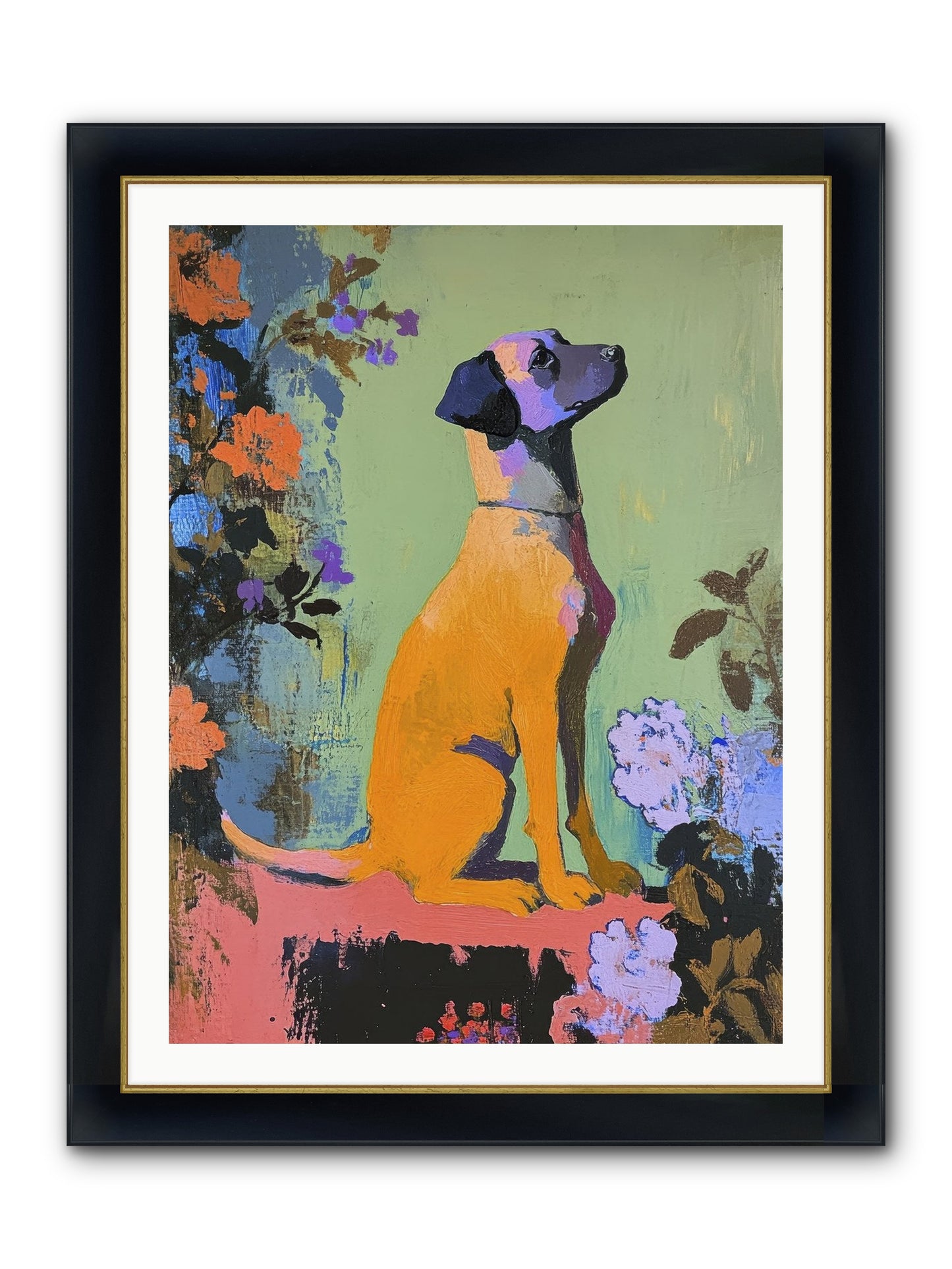 Behind The Honeysuckle Framed Print - Wide Black w/Gold 30x40
