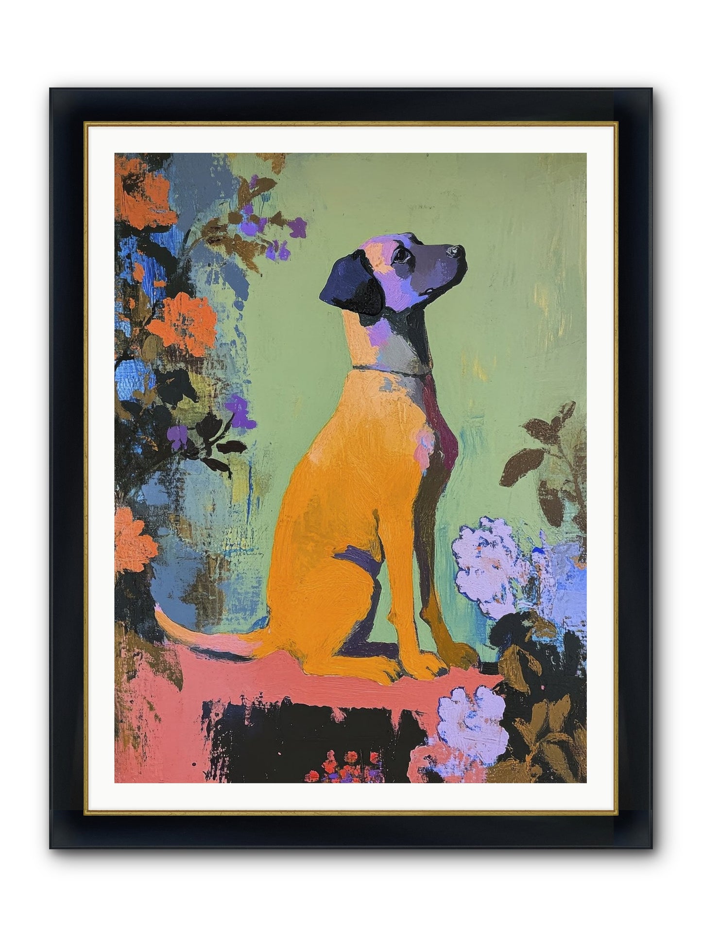 Behind The Honeysuckle Framed Print - Wide Black w/Gold 36x48