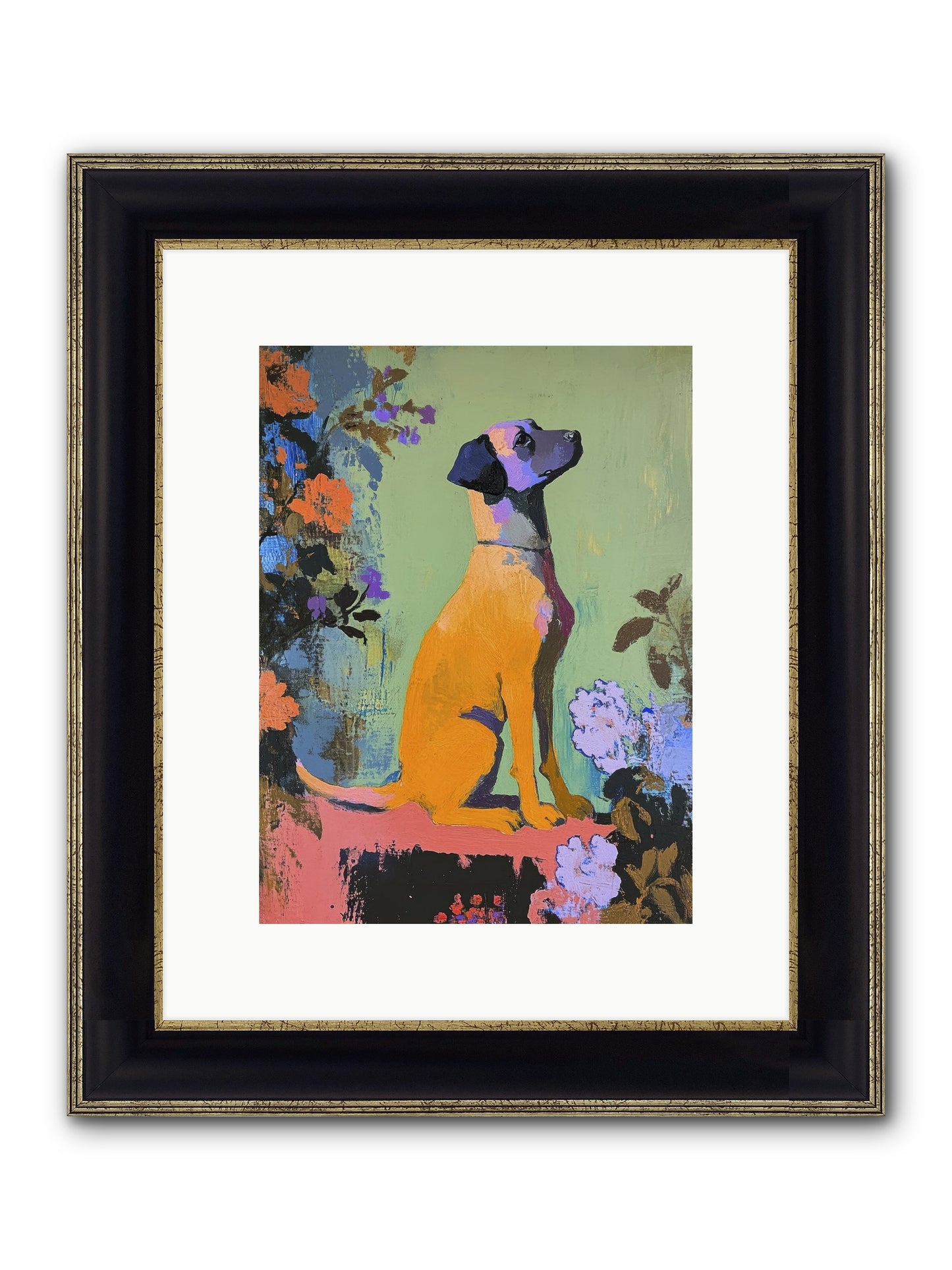 Behind The Honeysuckle Framed Print - Black & Gold 9x12
