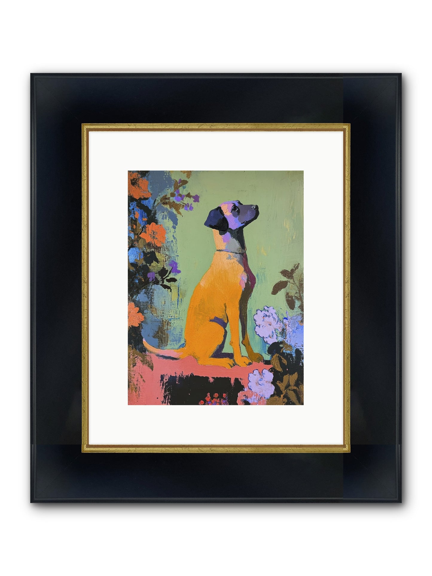 Behind The Honeysuckle Framed Print - Wide Black w/Gold 9x12