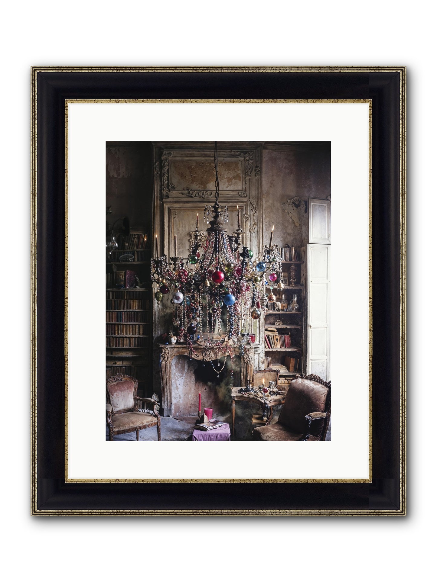 Behind The Velvet Drapes Framed Print - Black & Gold 12x16