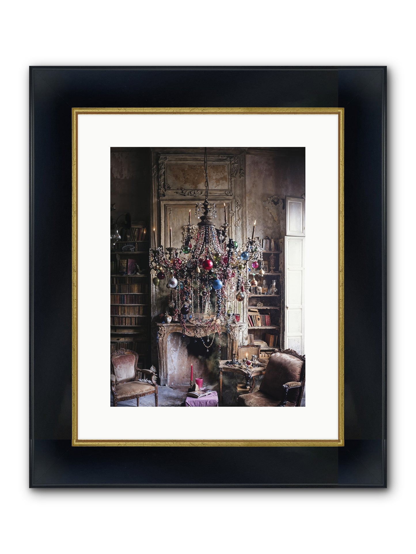 Behind The Velvet Drapes Framed Print - Wide Black w/Gold 12x16
