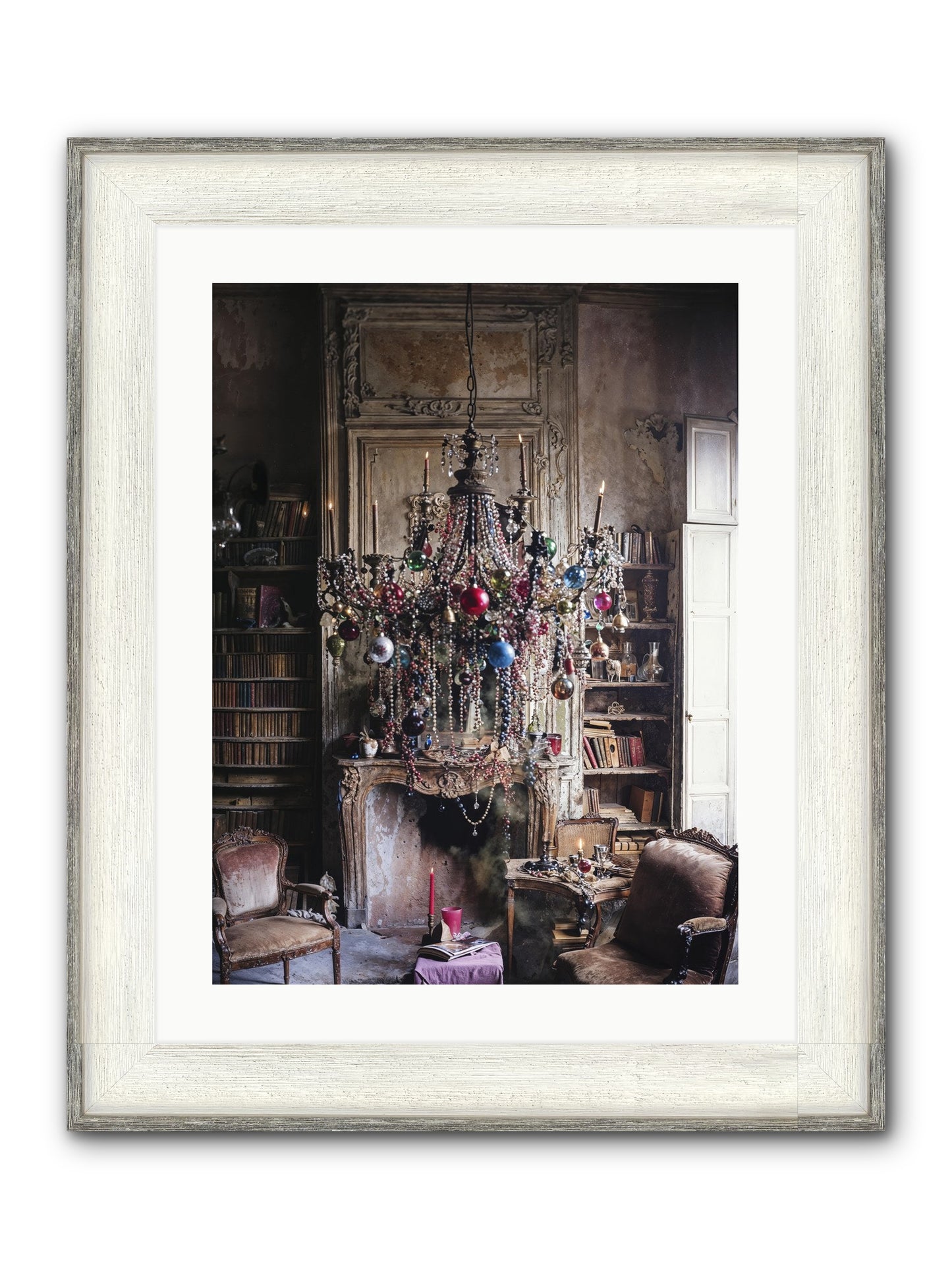 Behind The Velvet Drapes Framed Print - Driftwood White 18x24