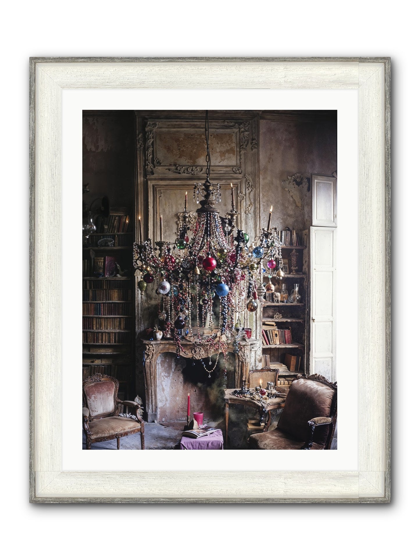Behind The Velvet Drapes Framed Print - Driftwood White 24x32