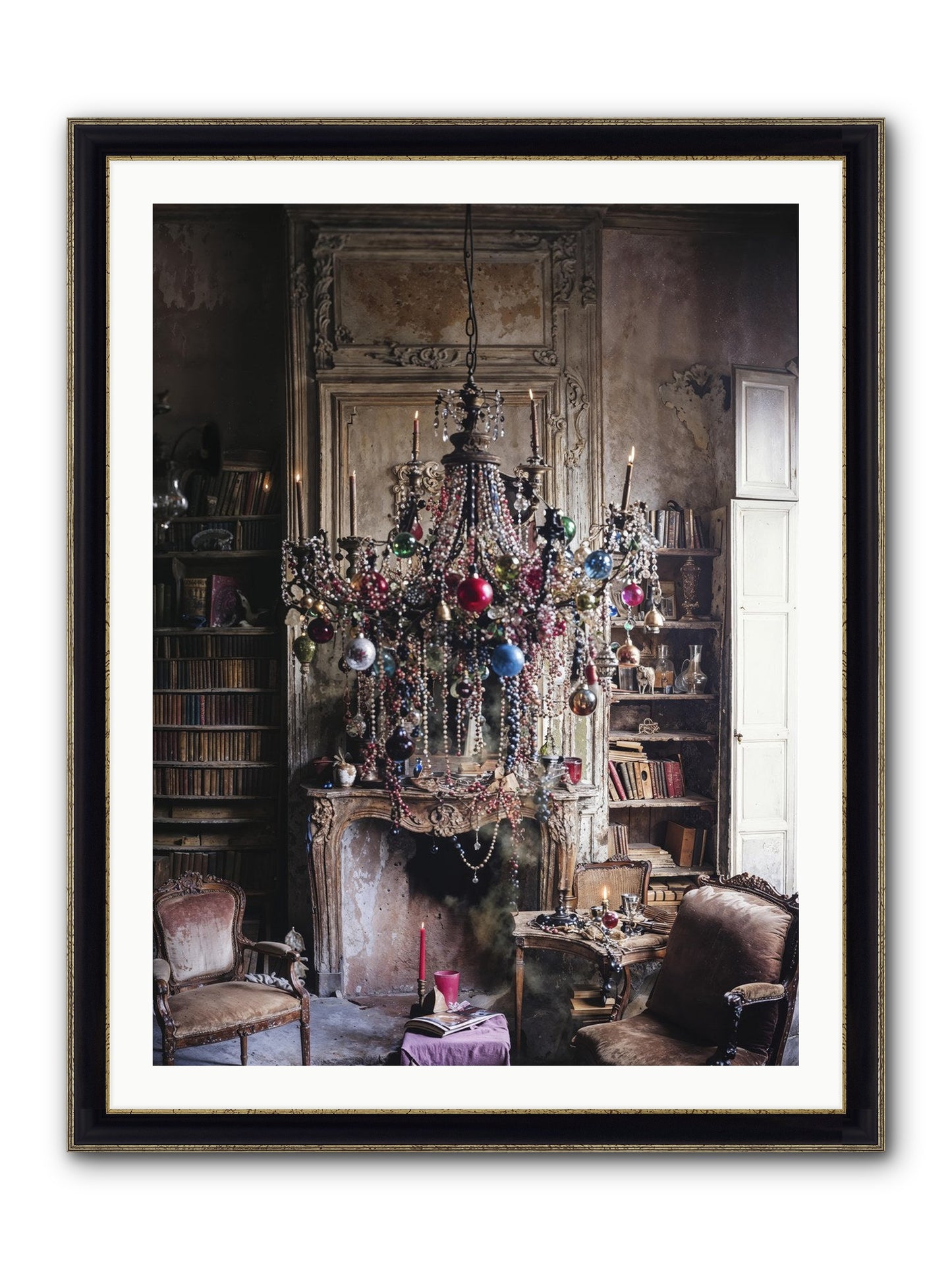 Behind The Velvet Drapes Framed Print - Black & Gold 30x40