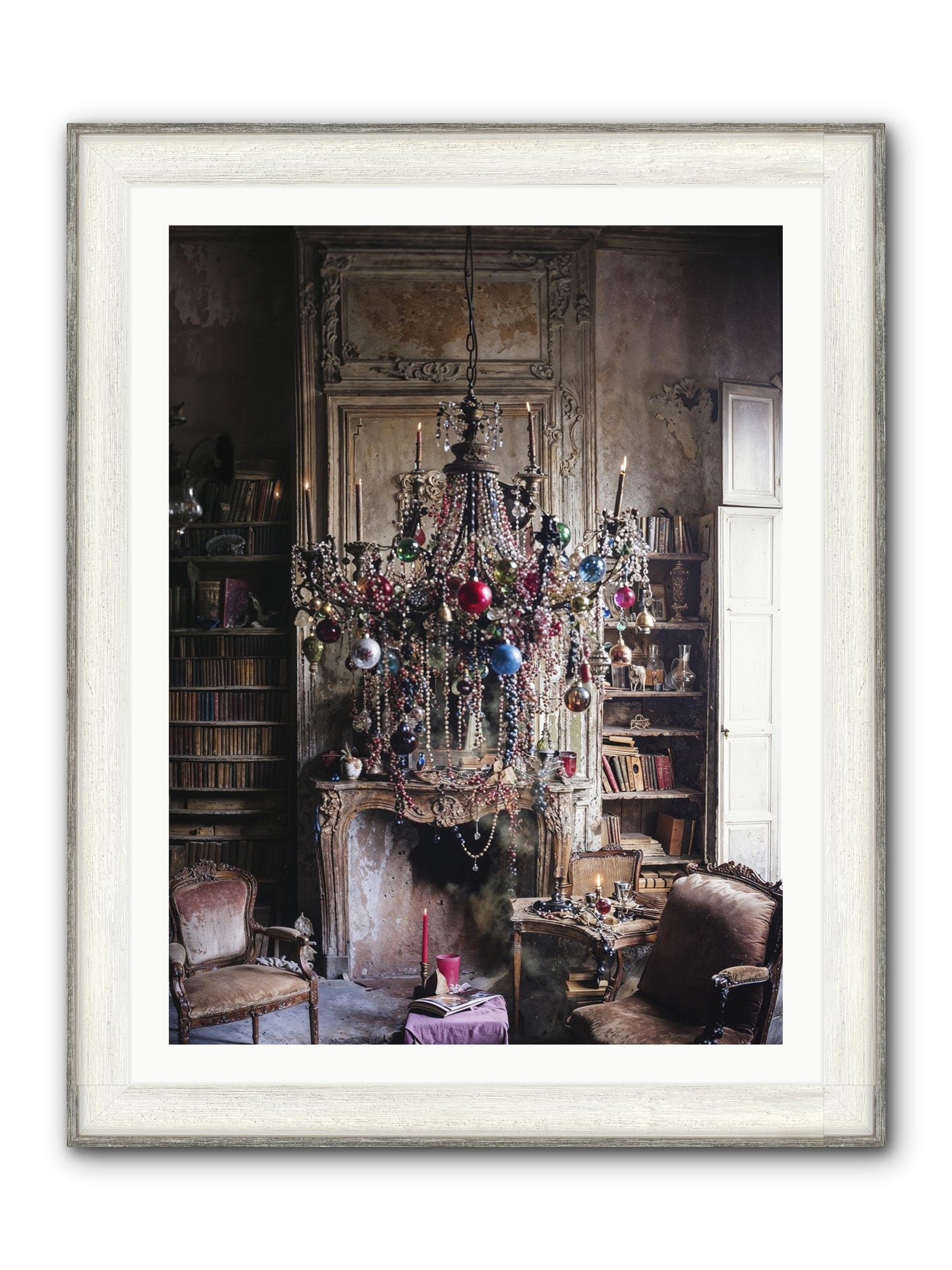 Behind The Velvet Drapes Framed Print - Driftwood White 30x40